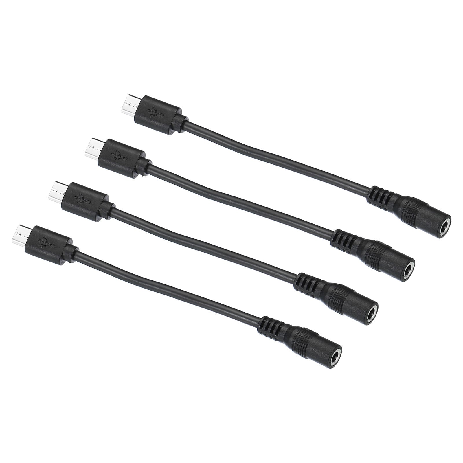 PATIKIL Micro USB to DC 3.5x1.35mm Extension Cable 4pcs Male to Female Extension Power Cords Connector for Fans LED Strips Black