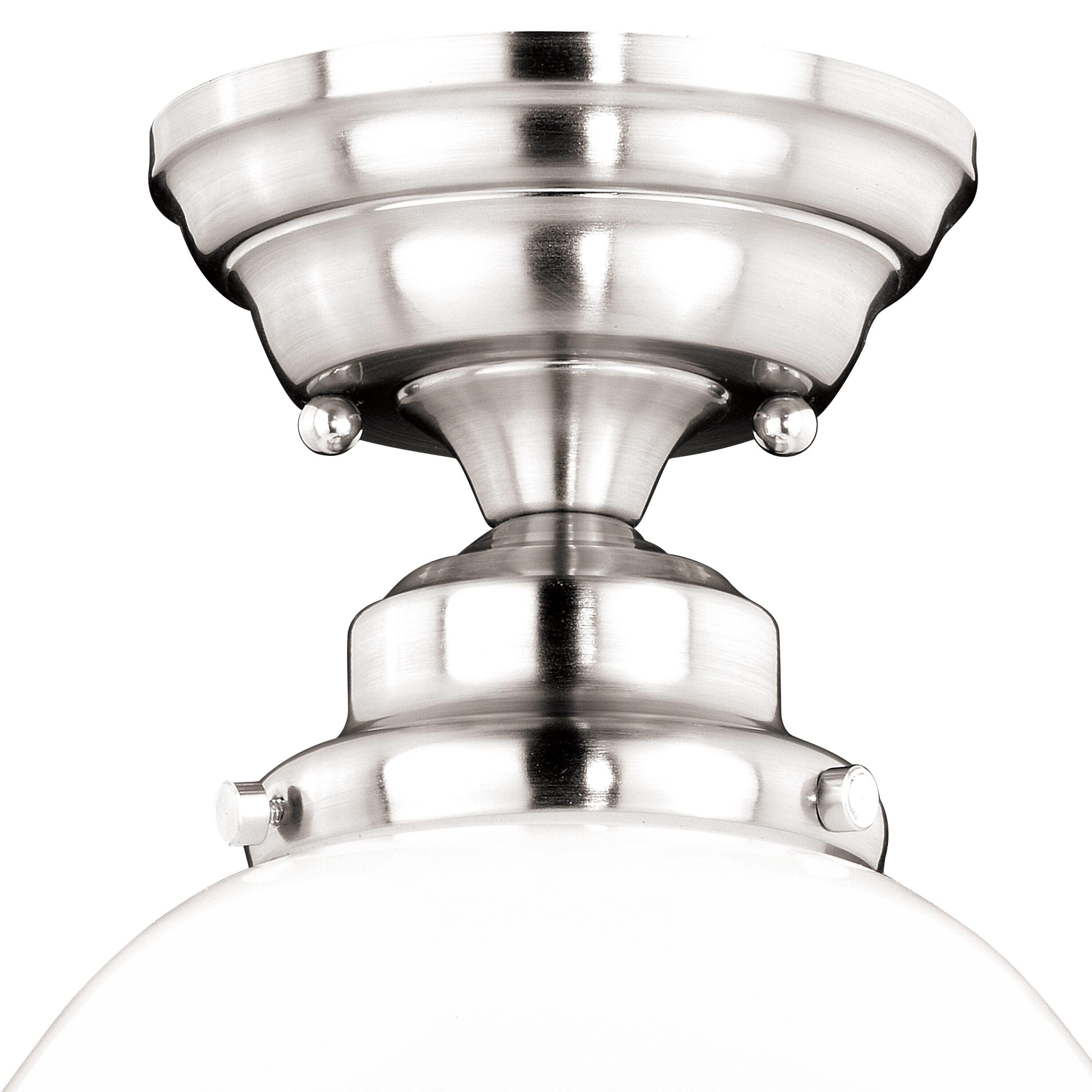 Huntley 12" Satin Nickel Farmhouse Semi Flush Mount Ceiling Light