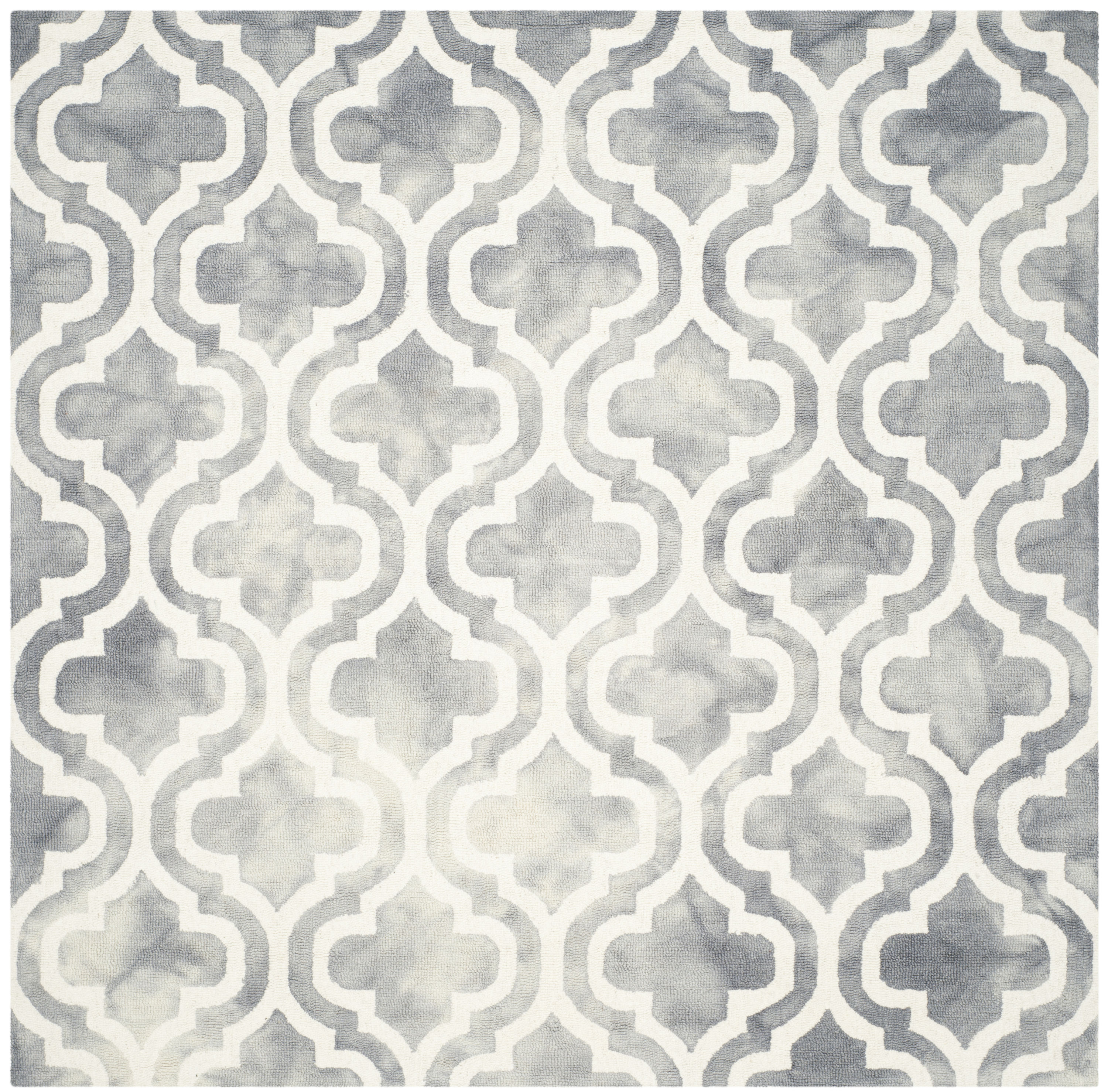 Safavieh DDY537C-5SQ Dip Dye Alana 5 x 5 (ft) Tufted Wool Gray/Ivory Square Indoor Trellis Bohemian/Eclectic Area rug