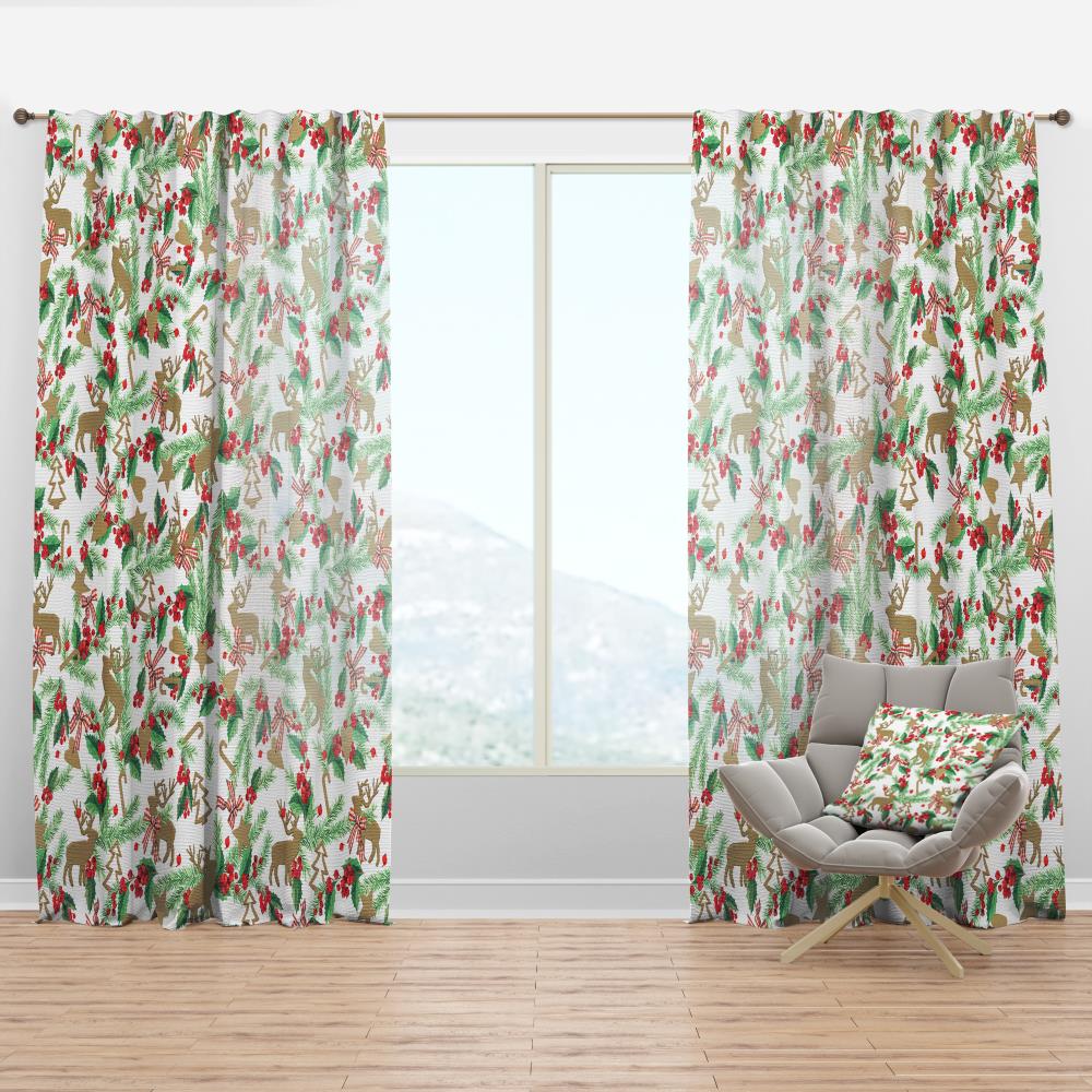 Designart CTN17617-52-108 108-Inches Green Floral Room darkening Thermal lined Rod pocket Single curtain panel