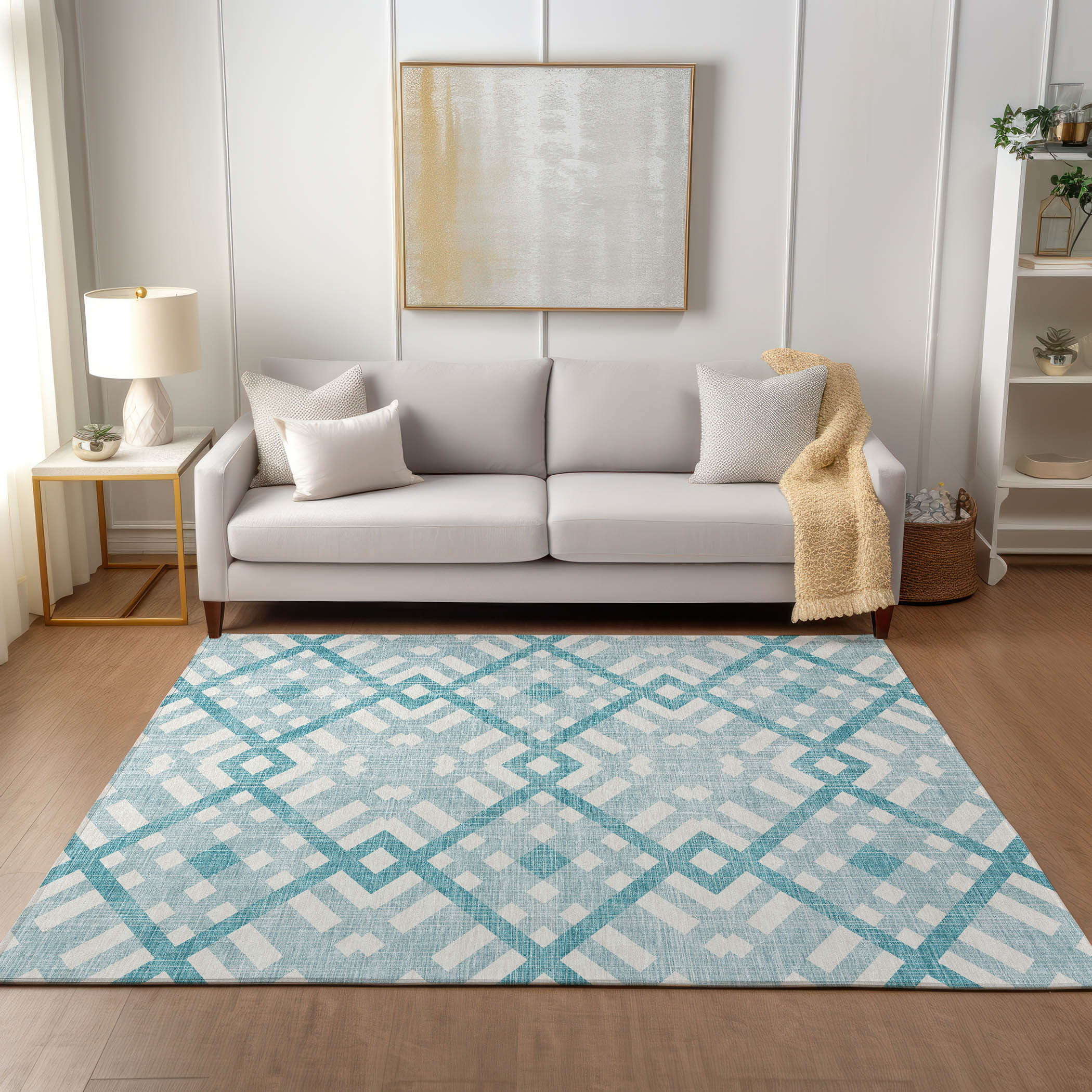 Addison Rugs ACN616TE5X8 Chantille ACN616TE 5 x 7 (ft) Polyester Teal Rectangular Indoor/Outdoor Abstract Machine washable Area rug