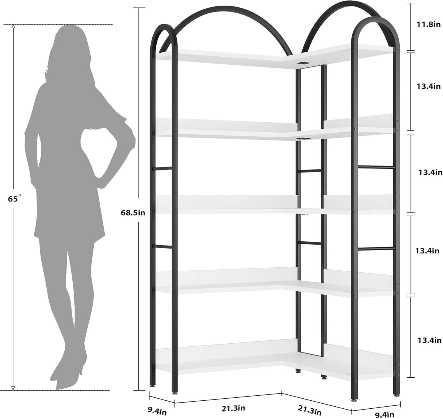 WhizMax XSN-PHO-160801-WH bookcases - View #2