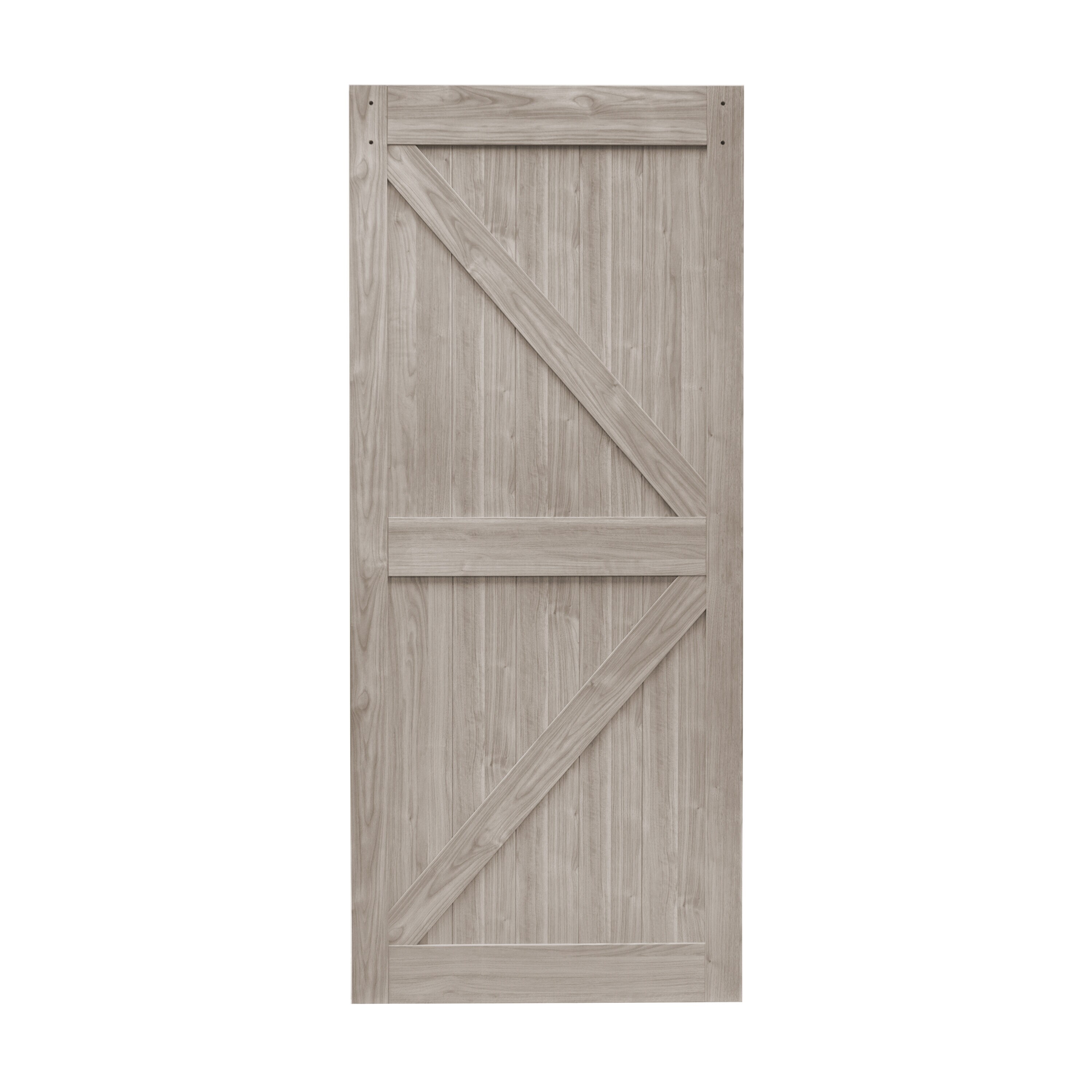 RELIABILT BD052W09GY1GYE42084 42-in x 84-in Silver Oak K-frame MDF Solid core Single Barn Door (Hardware Not Included)