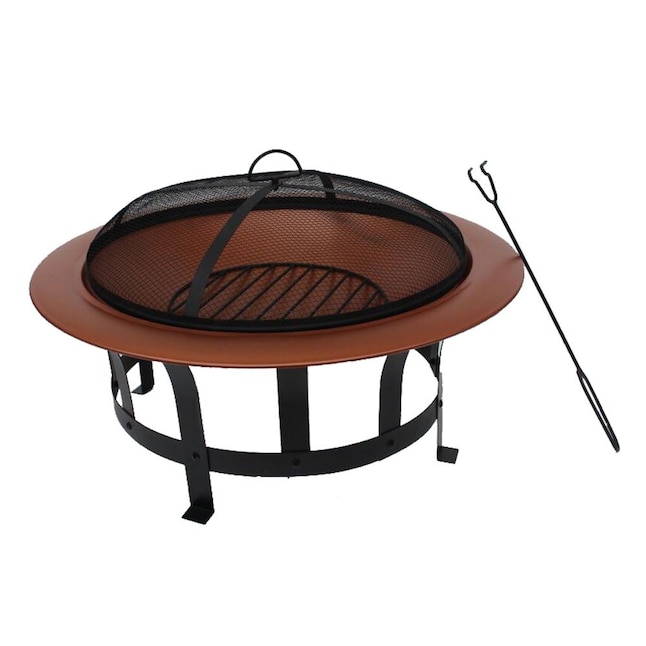 Copper Steel Wood Burning Fire Pit, 30 Inch Outdoor Fire Pit Cover