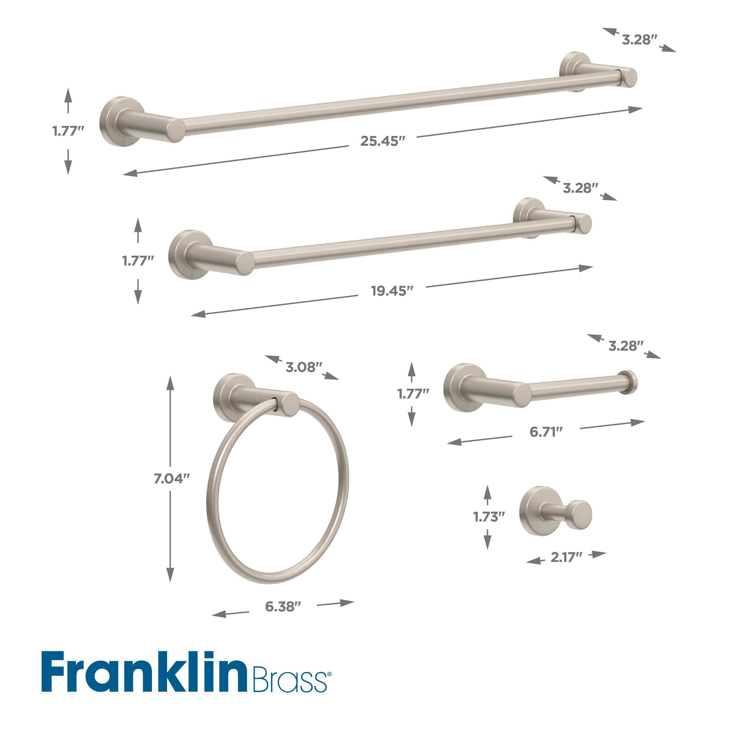 Wake Brushed Nickel 5-Piece Bathroom Hardware Set