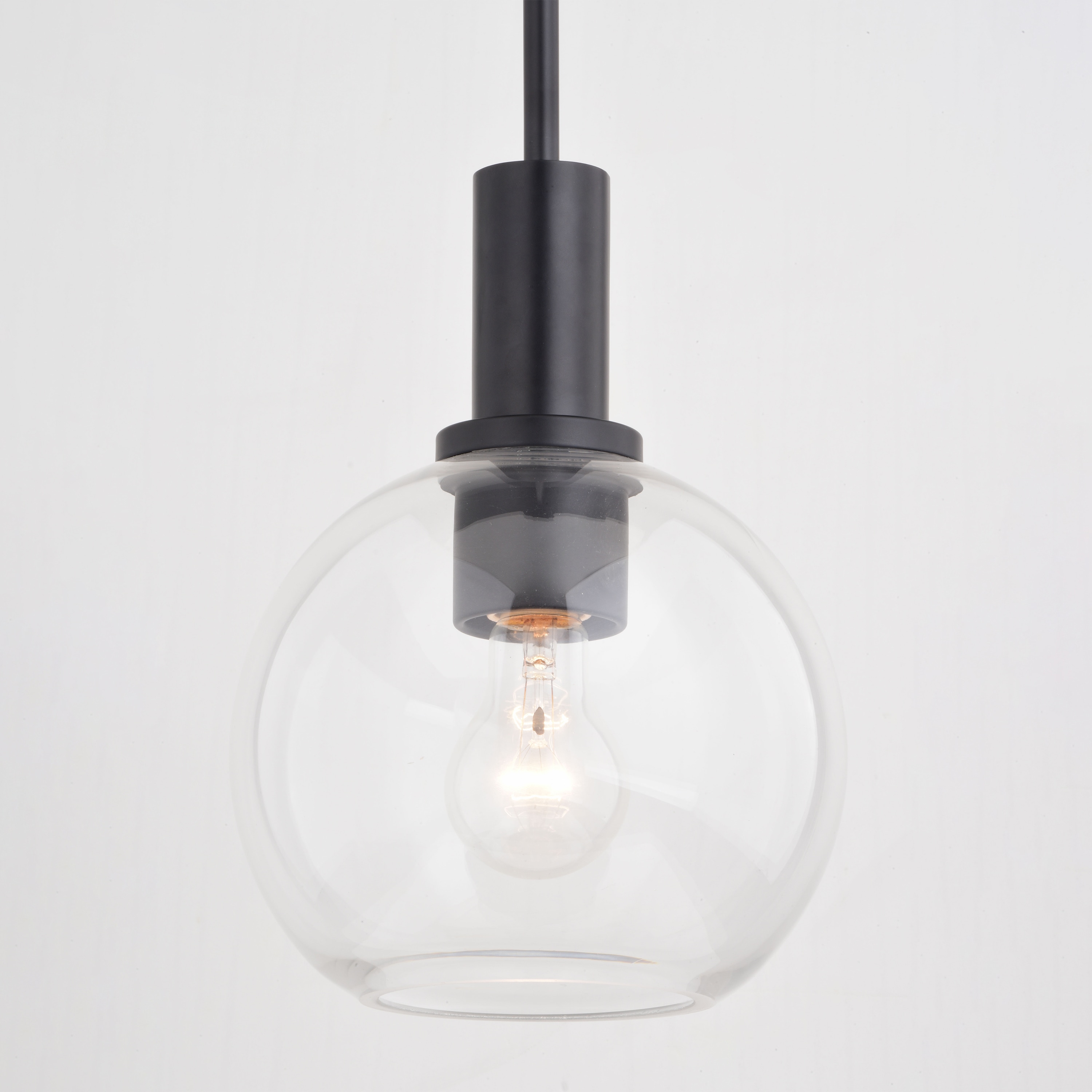 Marshall Matte Black Mini Pendant with Clear Glass Globe