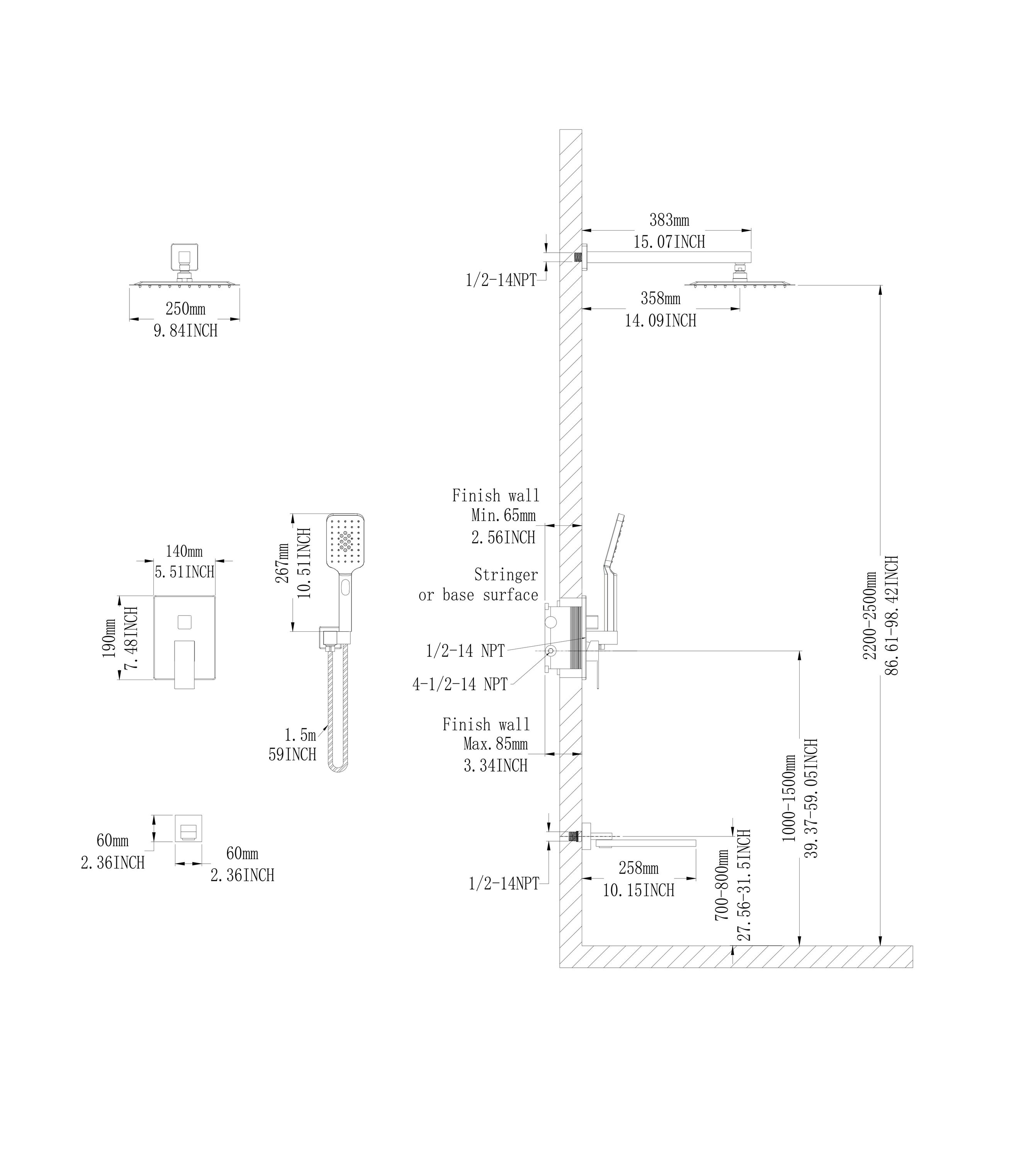 WELLFOR DB-BT1H Tub-Shower-Faucets - View #15