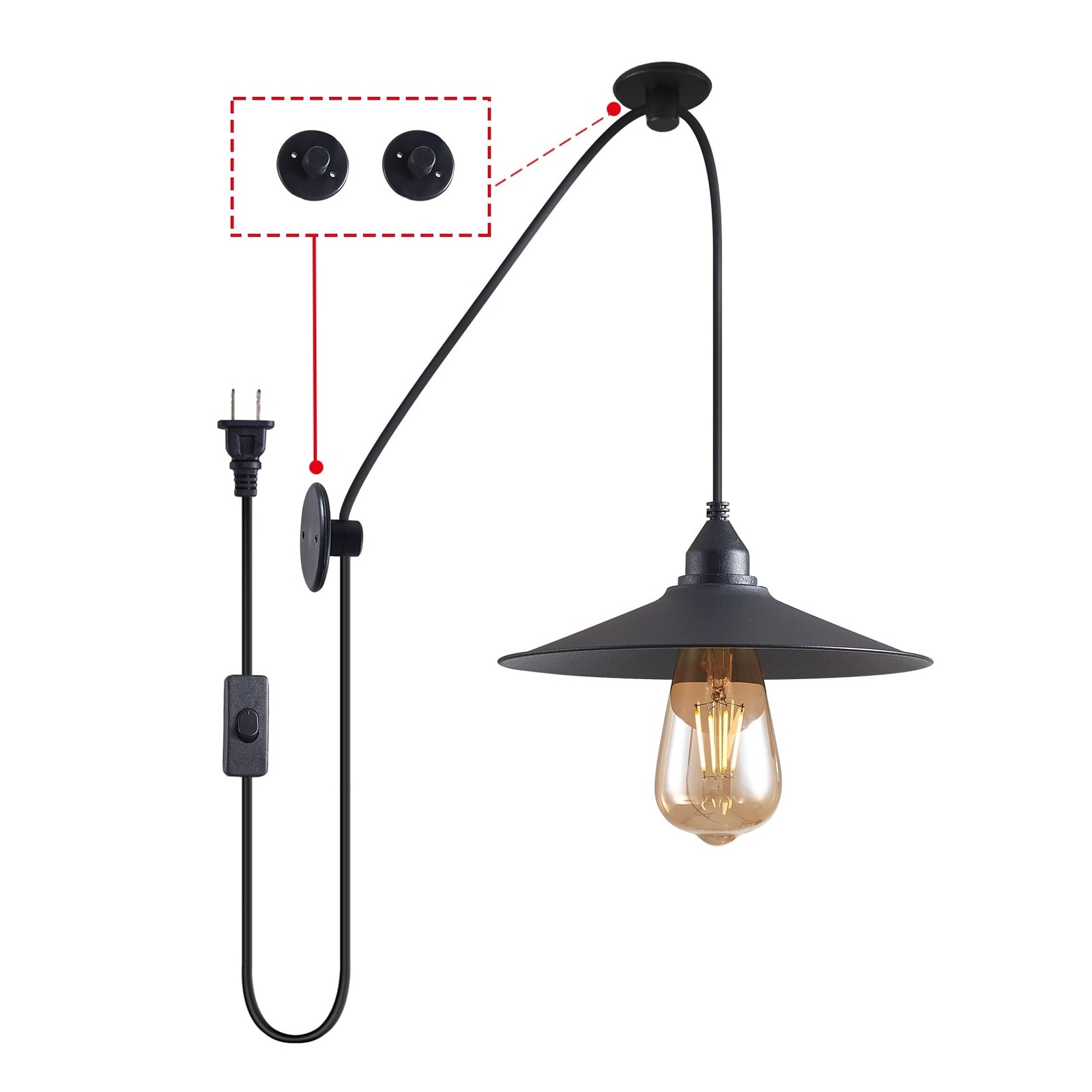 UUDULY  Waterproof Outdoor Hanging Pendant Light with Plug in Cord Adjustable Height for Patio Deck Balcony and Doorway durable