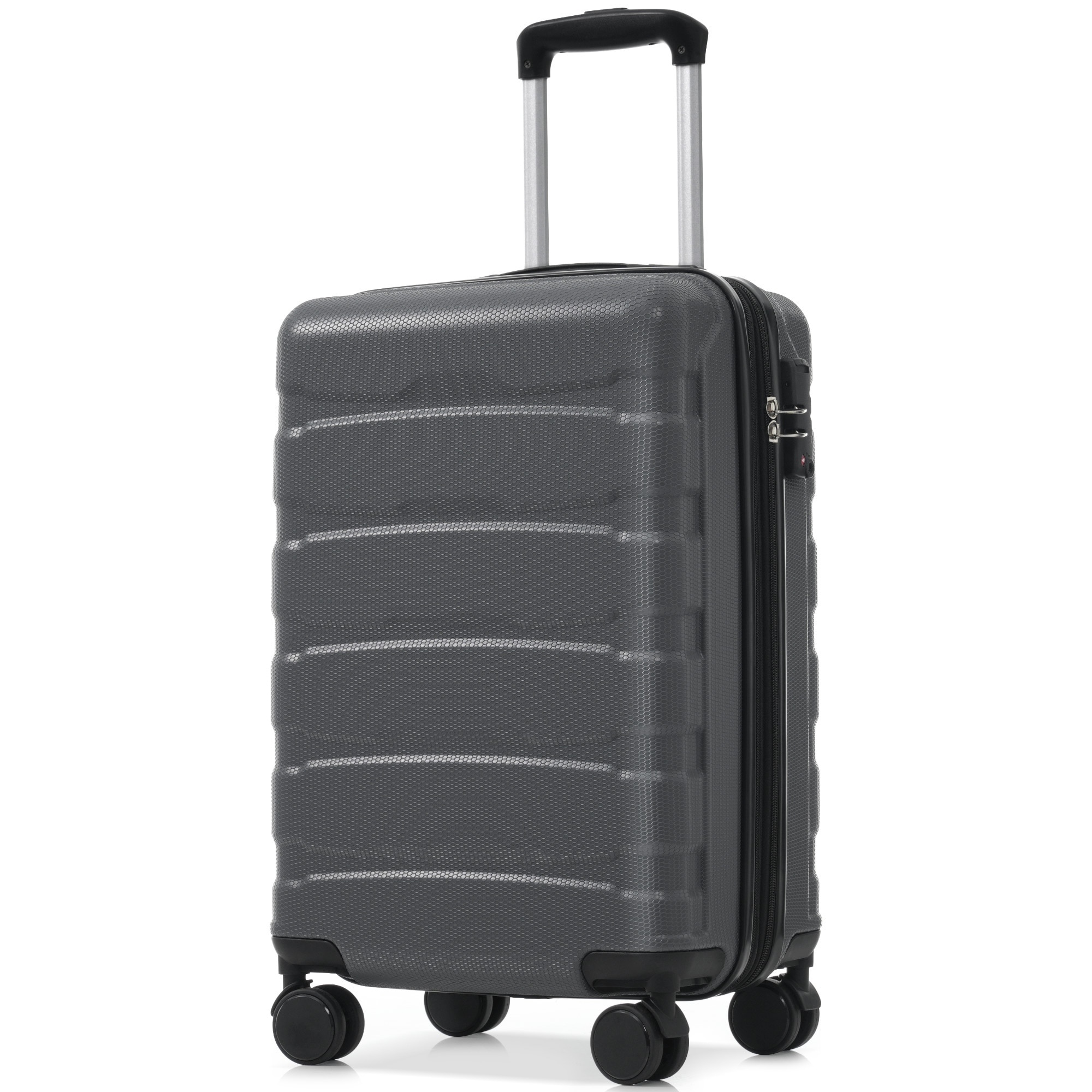 LIVACA - 20 inch Gray ABS Hardshell Carry on Luggage with Expandable Travel Suitcase and Spinner ...