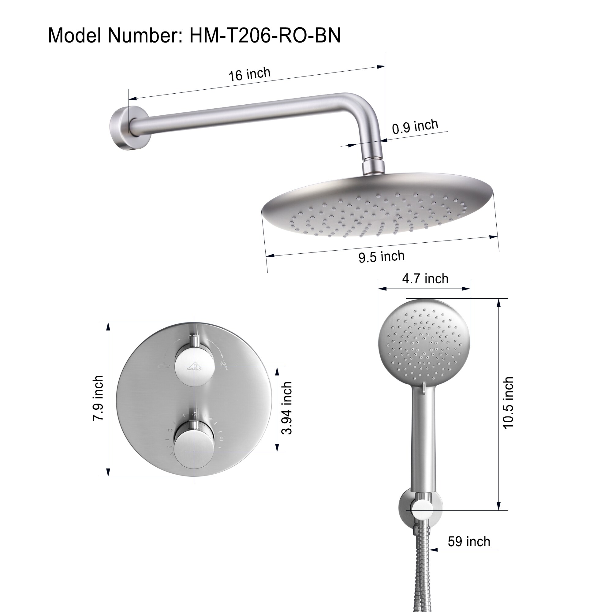 Clihome DG-SS808MB12 Showerhead-Bar-Panels - View #5