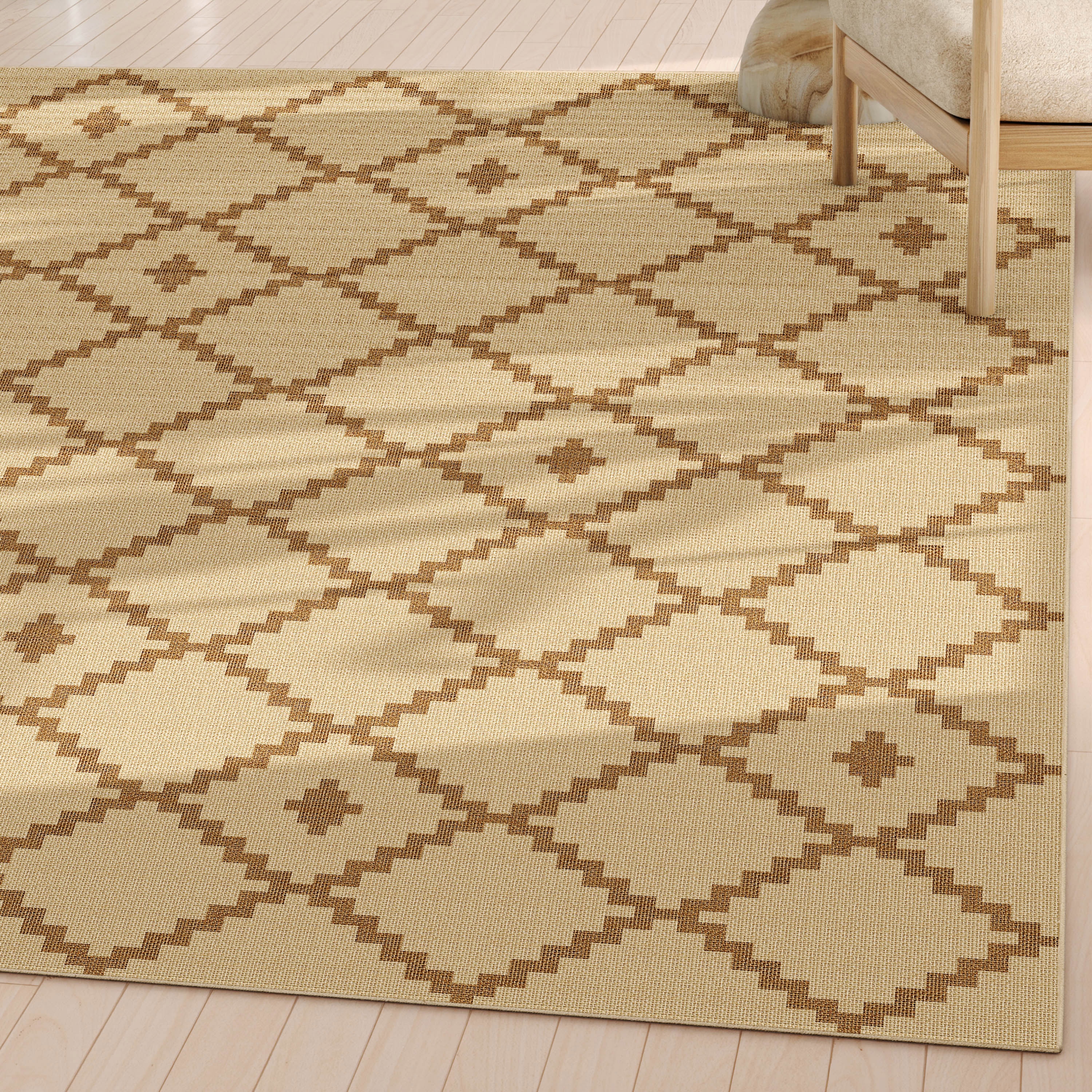 Well Woven W-JT-02B-5 Jute 5 x 7 (ft) Flatweave Polyester Beige Rectangular Indoor Solid Mid-Century Modern Area rug