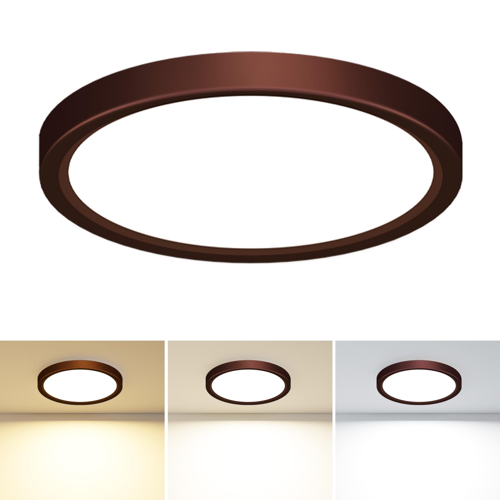 ITOPFOX  LED Flush Mount Ceiling Light Fixture 3000K 4000K 6500K 15W 1500 Lumens 7.5 Inch Round Surface Mounted Light for Kitchen Bathroom Laundry