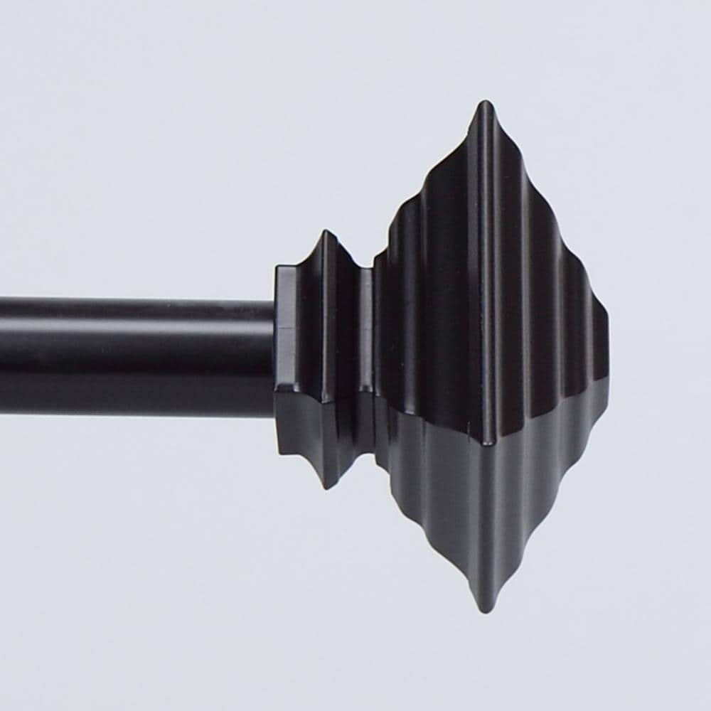 Rod Desyne 5701-842 5/8-in Quad 84-in to 120-in Black Steel Single curtain rod with Finials
