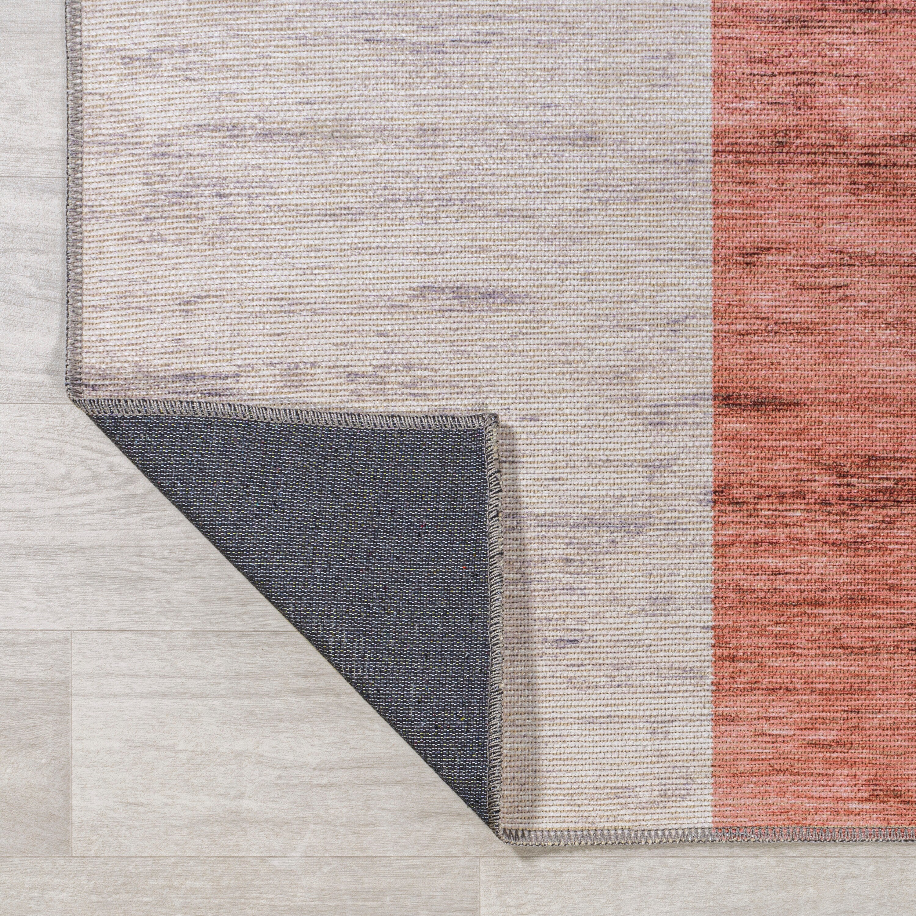 Ivory Stripe Easy-Care Synthetic 4' x 6' Area Rug
