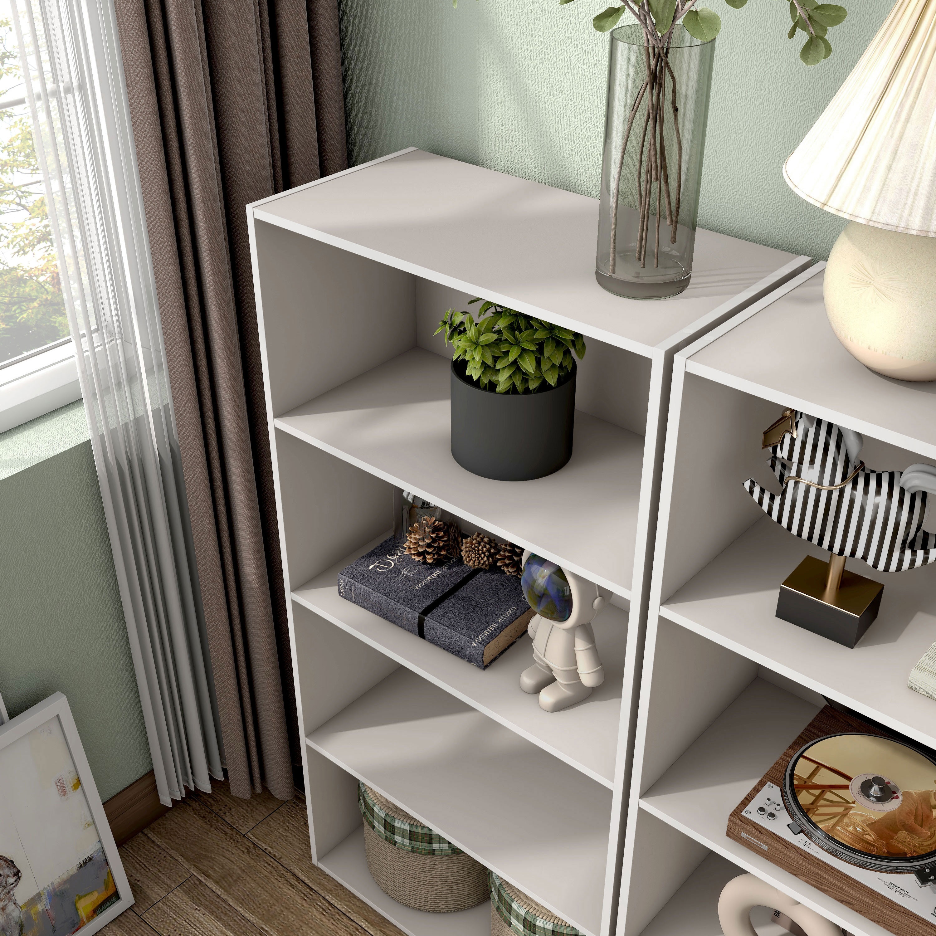 Quincy Taupe Grey 4-Tier Stackable Composite Bookcase