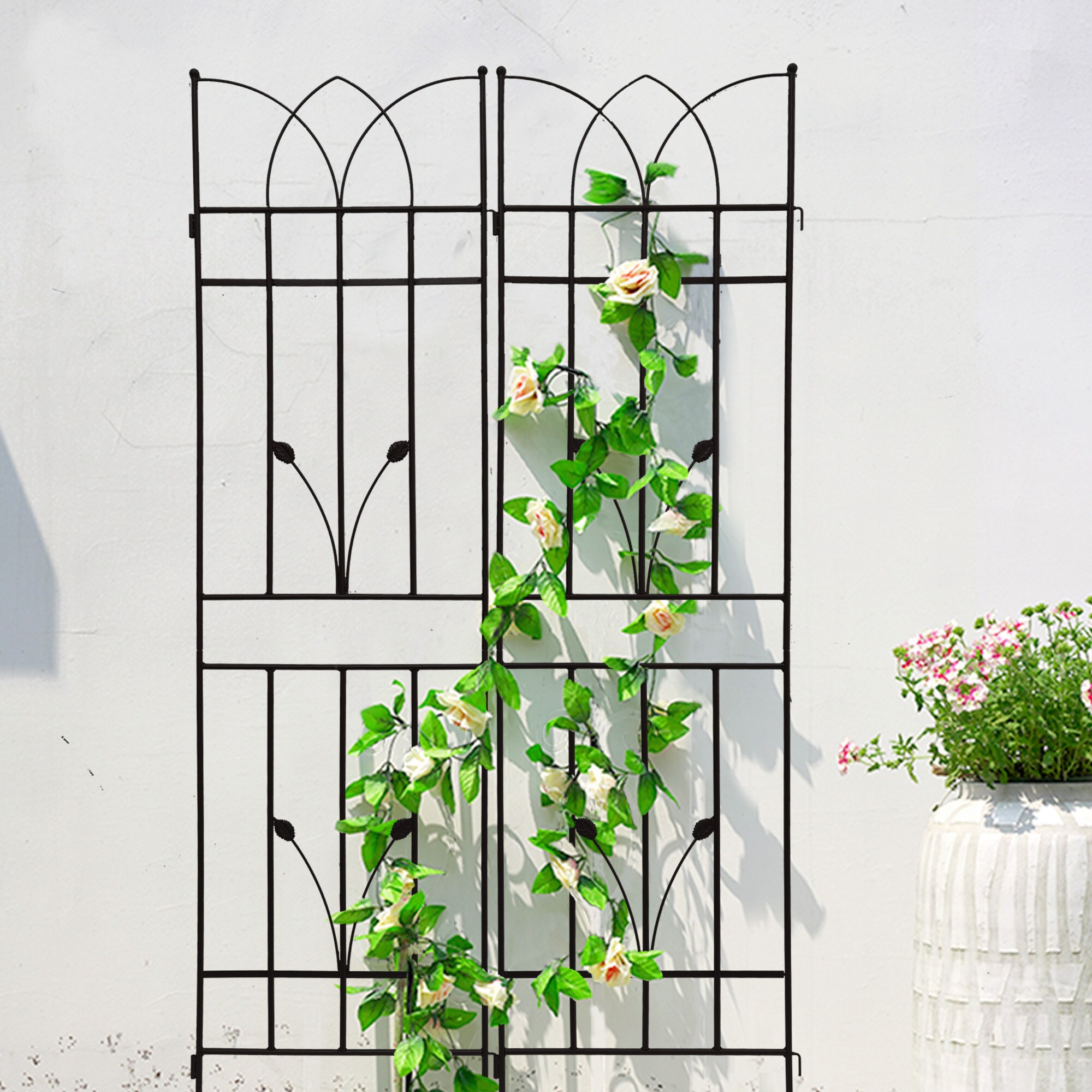 AHIOU HOME Newark 17.7-in W x 71-in H Brown Iron Garden Trellis (4-Pack ...