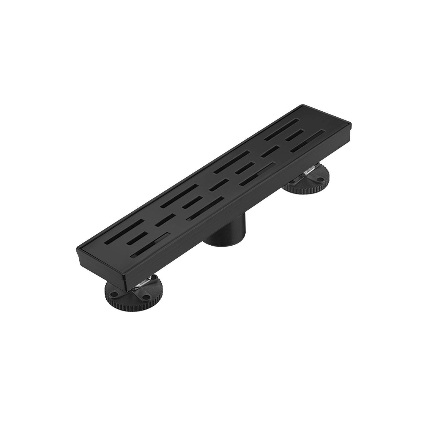Slickblue Linear Shower Drain 304 Stainless Steel Black Brick Pattern Grille With Filter Basket And Leveling Feet For Bathroom Shower Available in Multiple Sizes