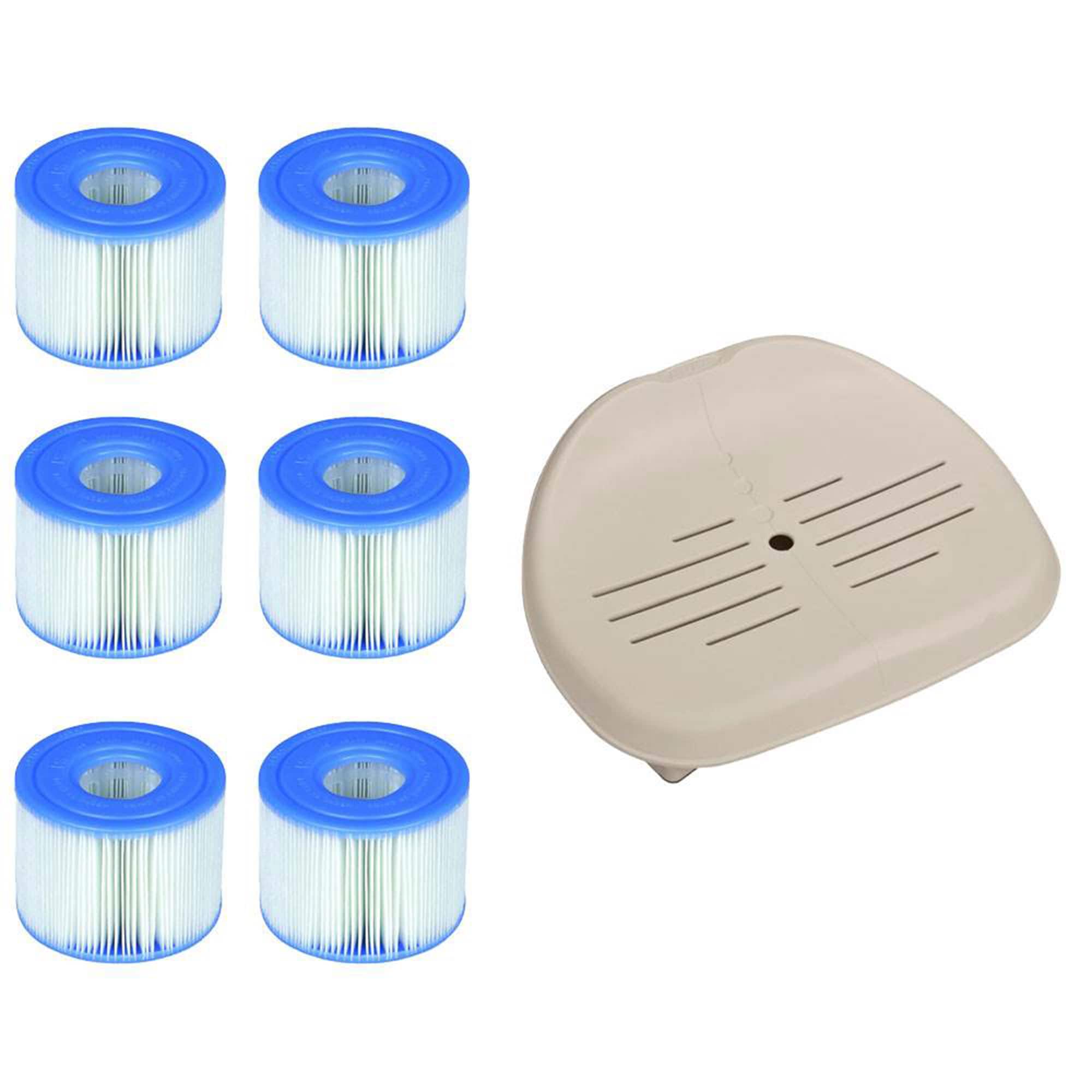 Intex  Seat for Inflatable PureSpa Hot Tub and S1 Pool Filter Cartridges (6 Pack)