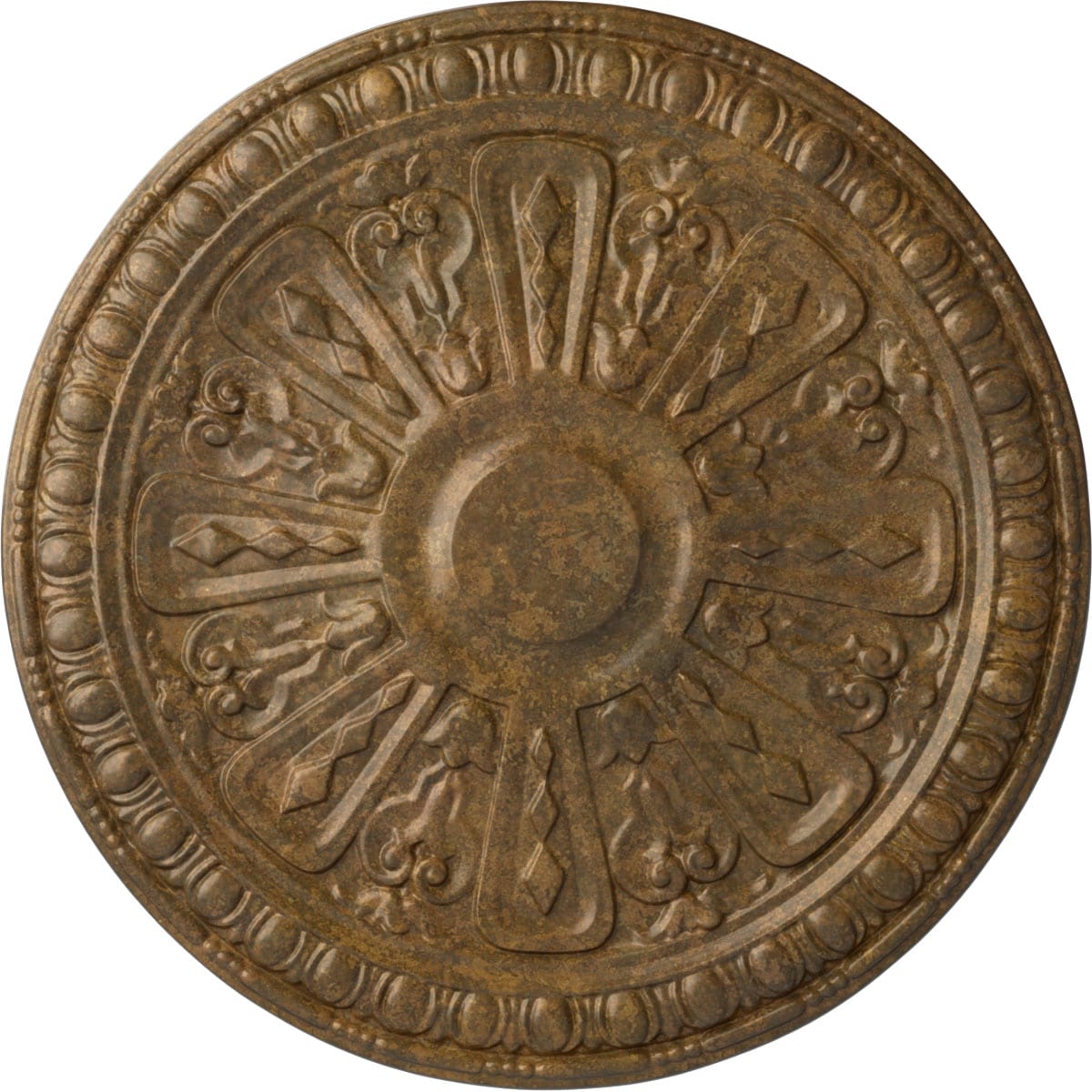 Ekena Millwork CM18RA2RZS Raymond 18-in W x 18-in L Painted Rubbed Bronze Polyurethane Whole Ceiling Medallion
