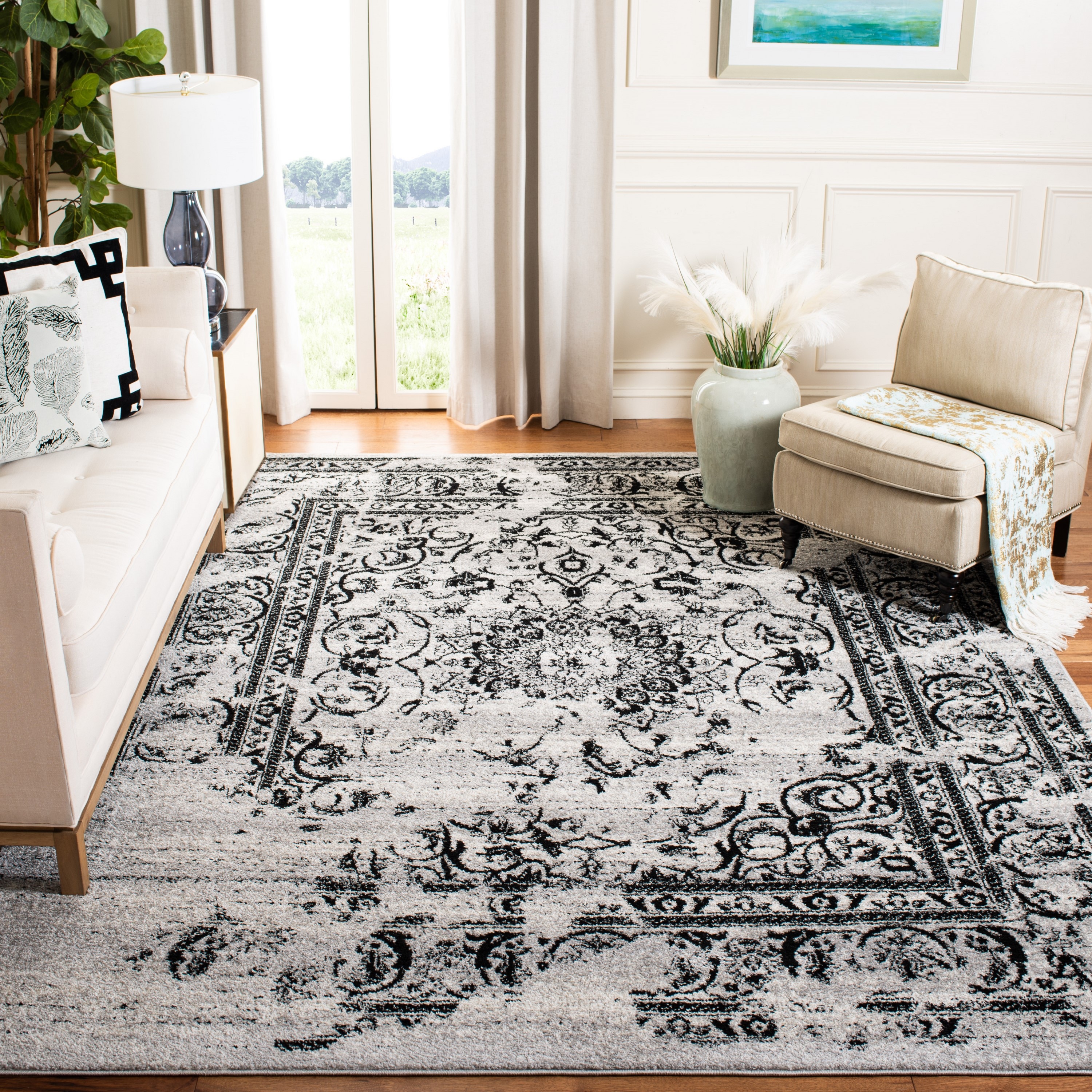Safavieh ADR101A-10 Adirondack Plaza 10 x 14 (ft) Loomed Polypropylene Silver/Black Rectangular Indoor Distressed/Overdyed Vintage Area rug
