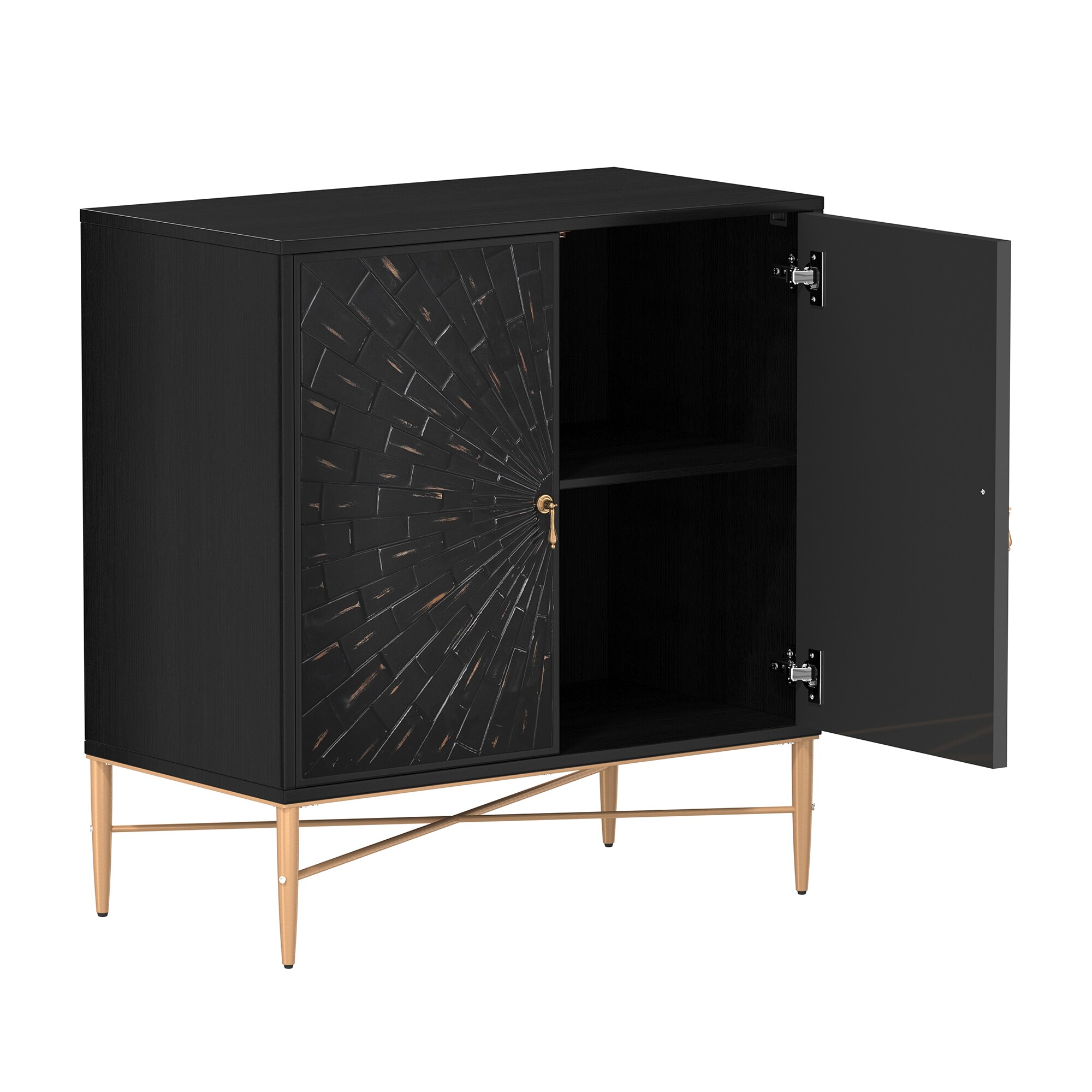 Clihome 2-Door Storage Cabinets 29.63-in W x 31.63-in H Wood Composite Black Freestanding Utility Storage Cabinet