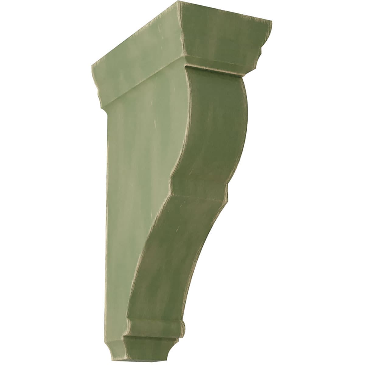 Ekena Millwork CORWD02X04X08RJGR 2-in x 4.5-in x 8-in Vintage Decor Finished Rubberwood Green Wood Paintable/Stainable Corbel