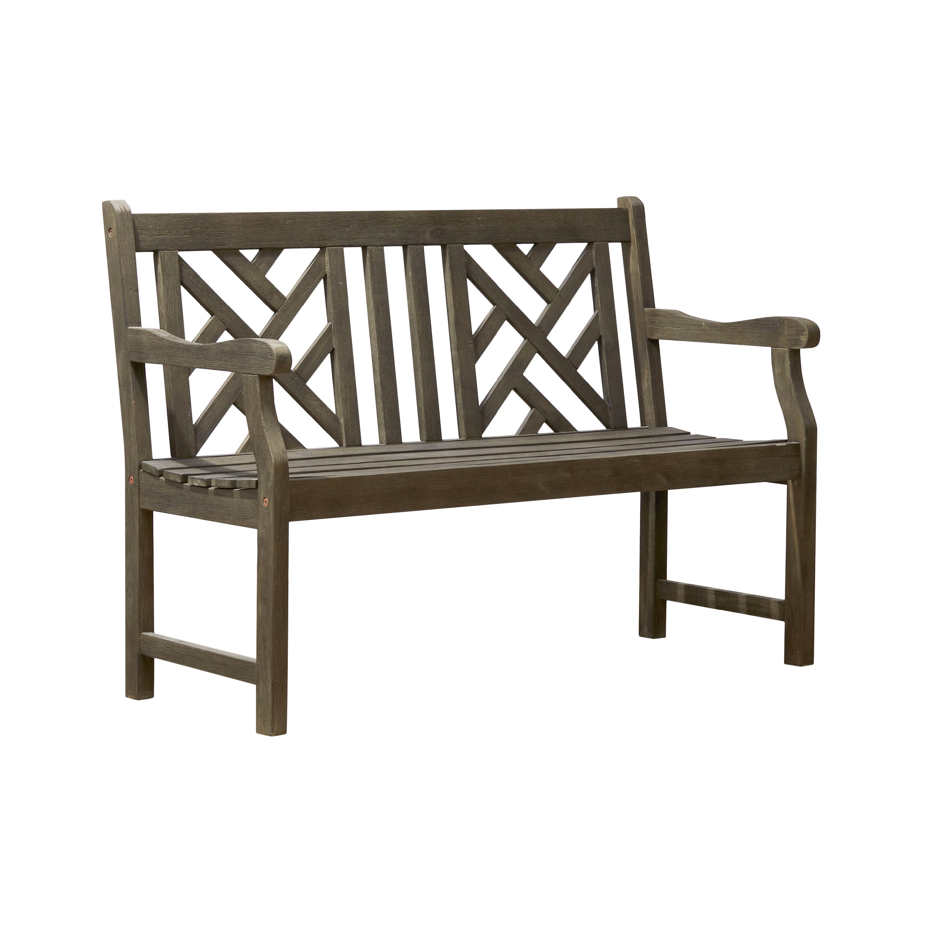 AZEN M1624 Renaissance 48-Inches W x 35-Inches H Gray Acacia Garden Bench