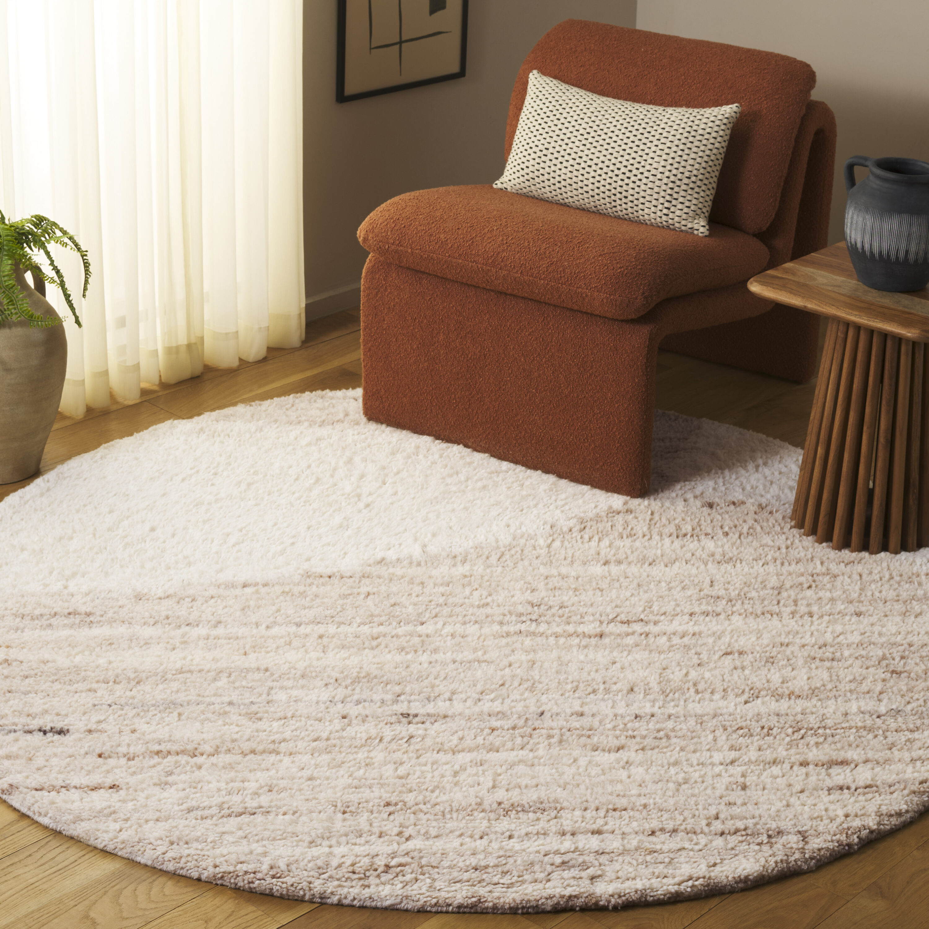  Vermont 216 Beige/Ivory Modern 6ft x 6ft Round Rug