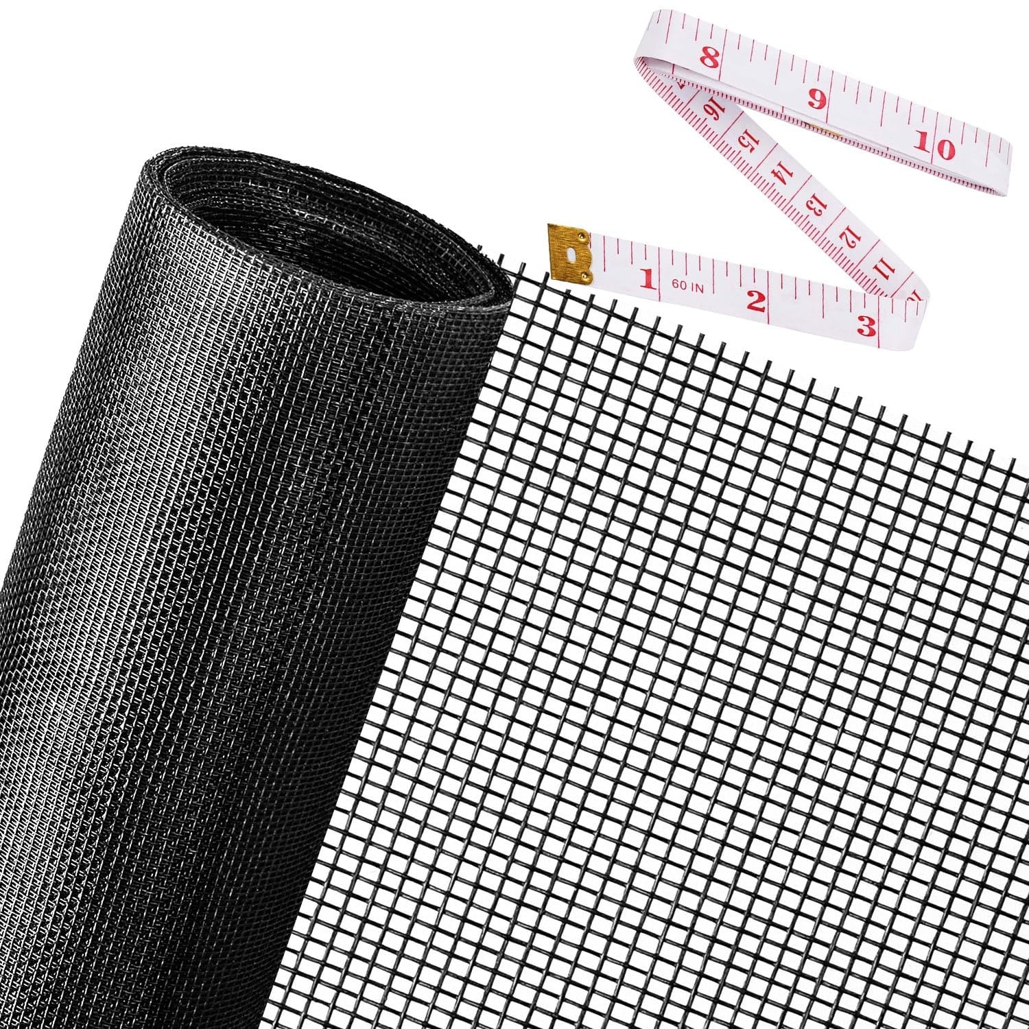 LAIFUCAM  Replacement Window Screen Mesh 59 x 106 Inch Black Fiberglass Roll for Patio Porch Door Windows DIY Adjustable Fine Mesh Kit for