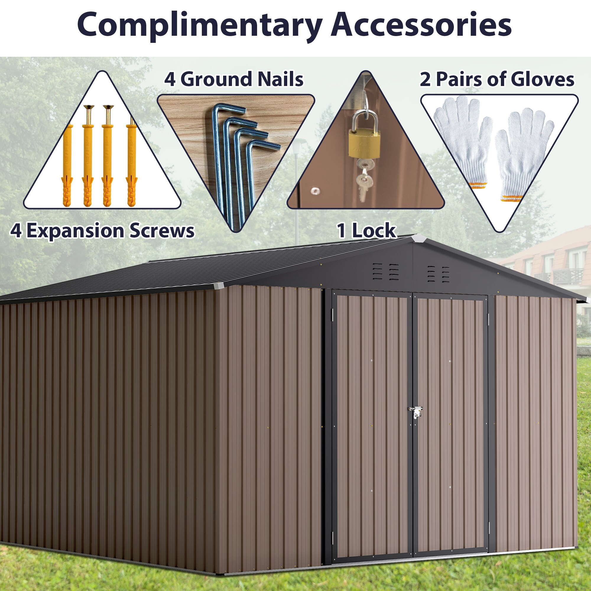 WELLFOR TWSG014-GR Metal-Storage-Buildings-Sheds - View #8