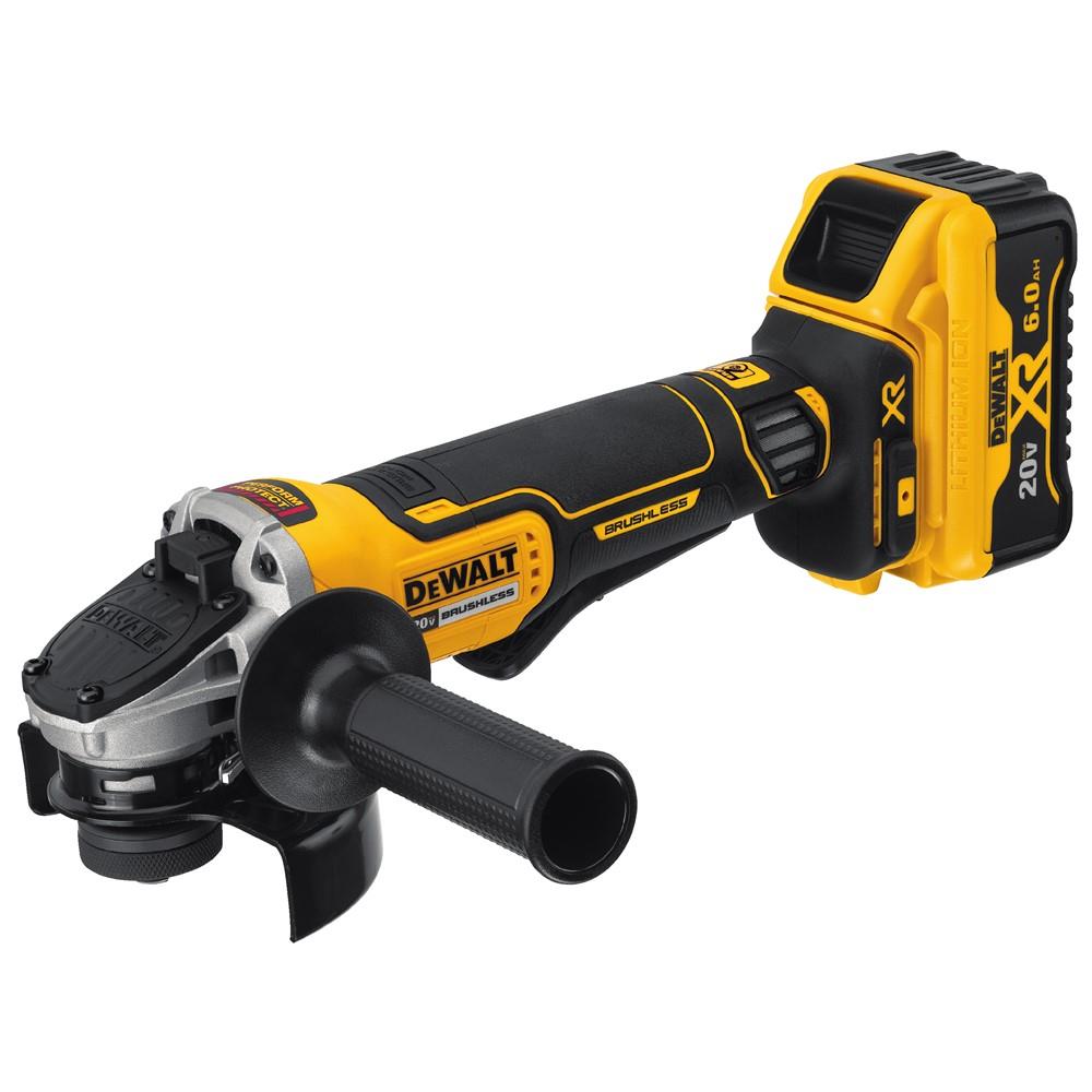 DEWALT XR 4.5 in 20 volt Max Paddle Switch Brushless Cordless Angle Grinder Charger Included and 2 Batteries