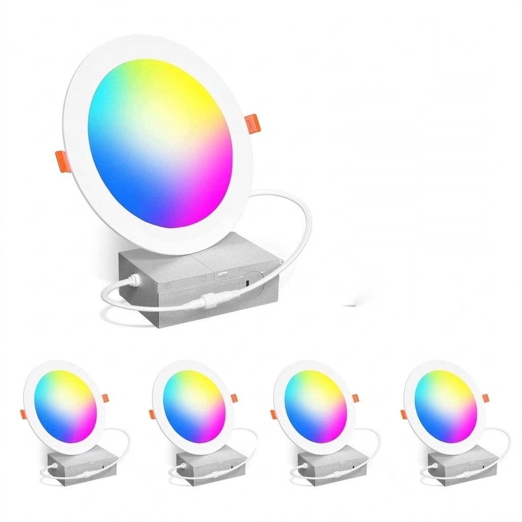 Etokfoks  4 Inch 2700K 6000K 100W Equivalent Smart LED Recessed Lighting Kit Alexa Bluetooth Control Dimmable 4 Pack
