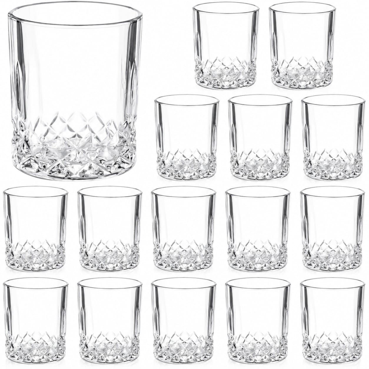 Aoibox  10 oz Old Fashioned Whiskey Glasses Thickened Edge Base for Bourbon Cocktail Rocks Drinks Set of 16
