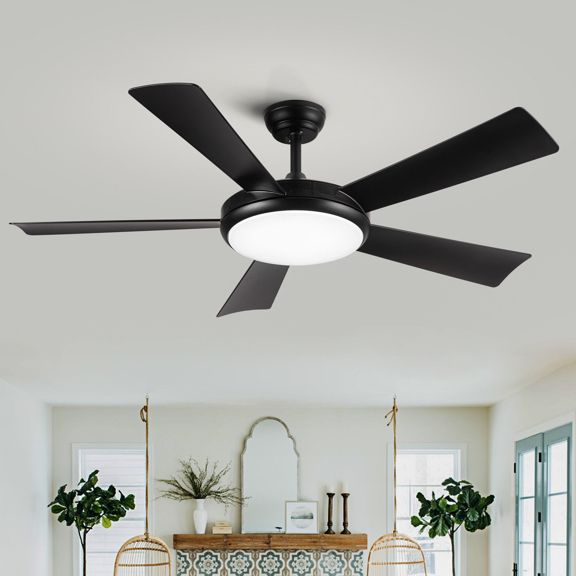 Yiekholo 52 LED-120-121 52-in Black Color-changing Indoor Ceiling Fan ...