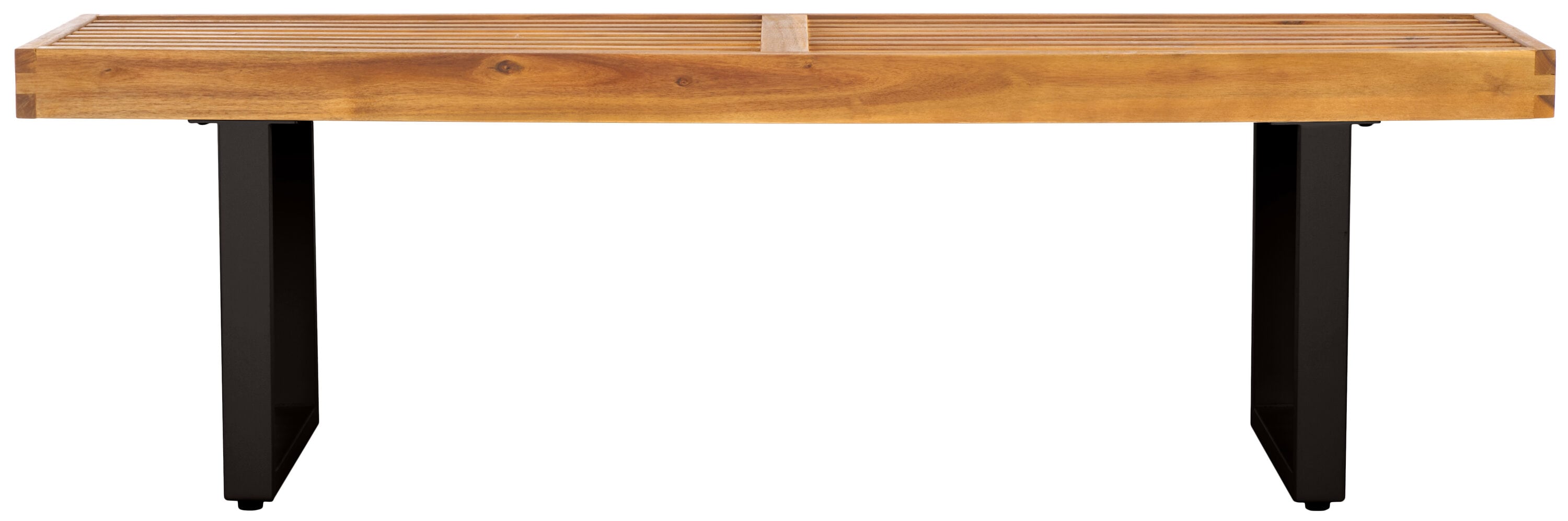 Safavieh PAT7321B Monti 59.8-in W x 18.1-in H Natural/Black Acacia Garden Bench