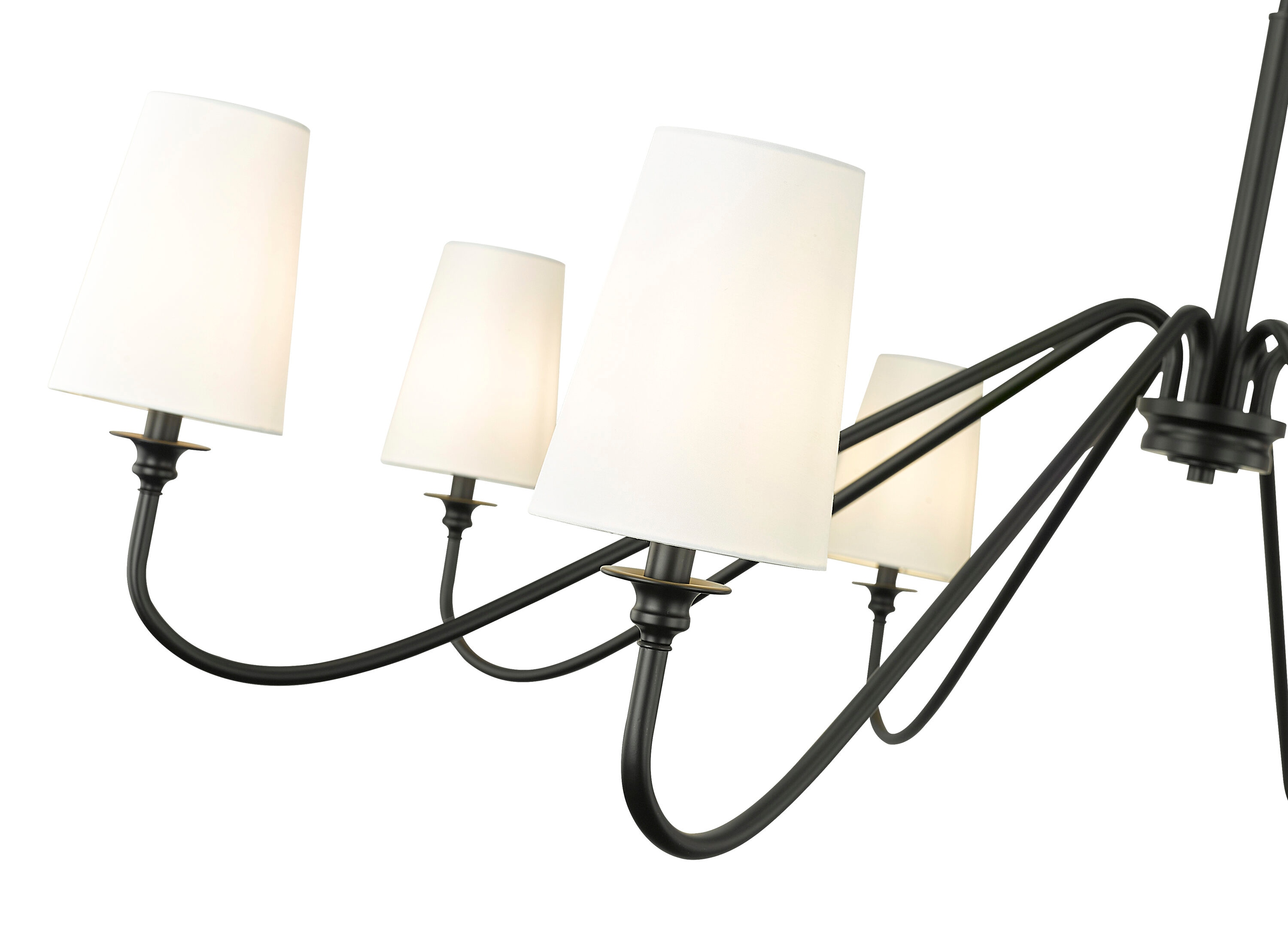 Gianna Matte Black 8-Light Chandelier with White Shades
