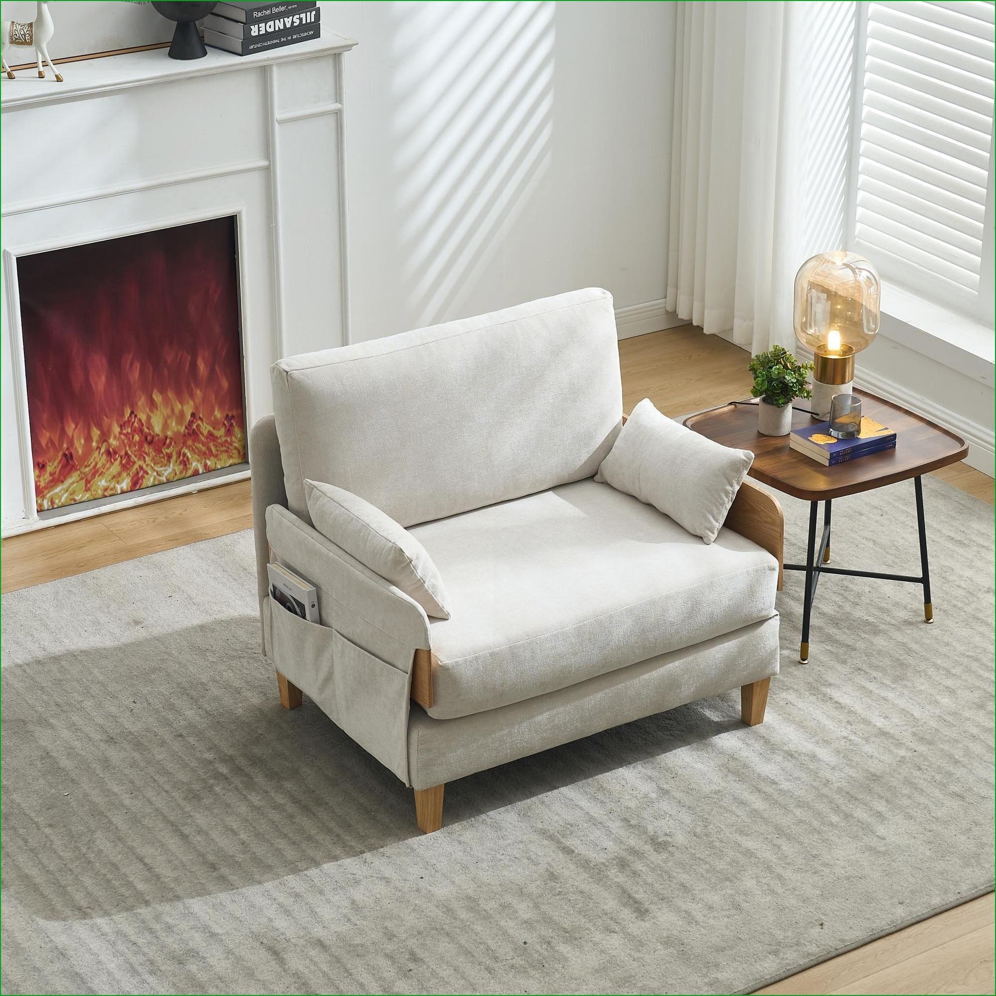 Watnature - 3-in-1 Convertible Chair Seating Foldable Sofa Bed Recliner Mid-Century Modern for Sm...