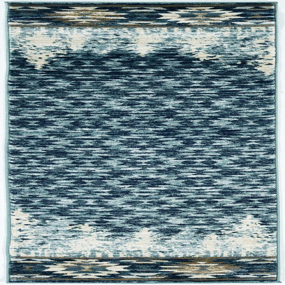 HomeRoots 353440 Bernadette 2 X 7 (ft) Rag Blue Indoor Ikat Runner Rug
