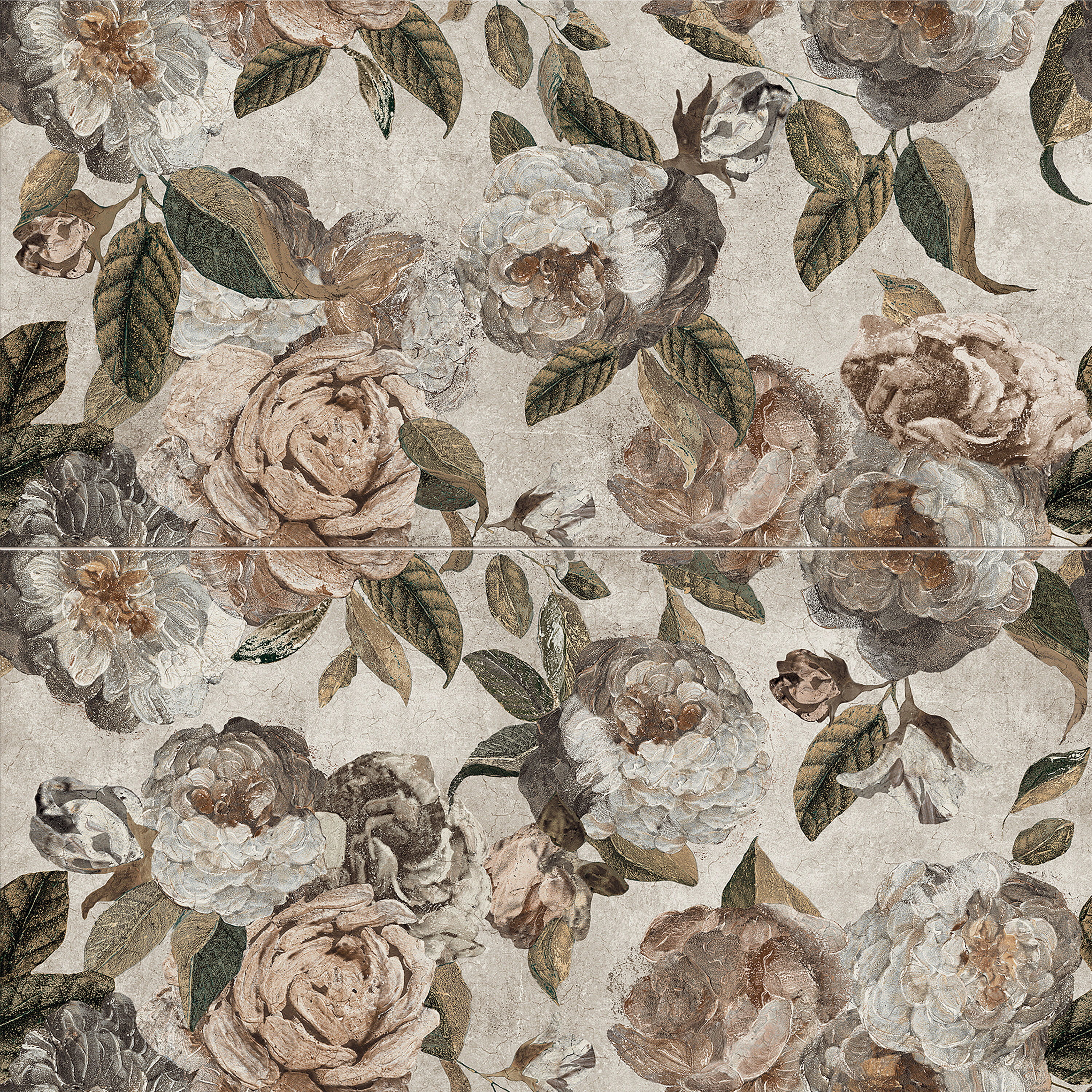 Affinity Tile FNX48PFBE Parete Fiori Beige 24-in x 47-in Glazed Porcelain Patterned Floor and Wall Tile (23.1-sq. ft/ Carton)