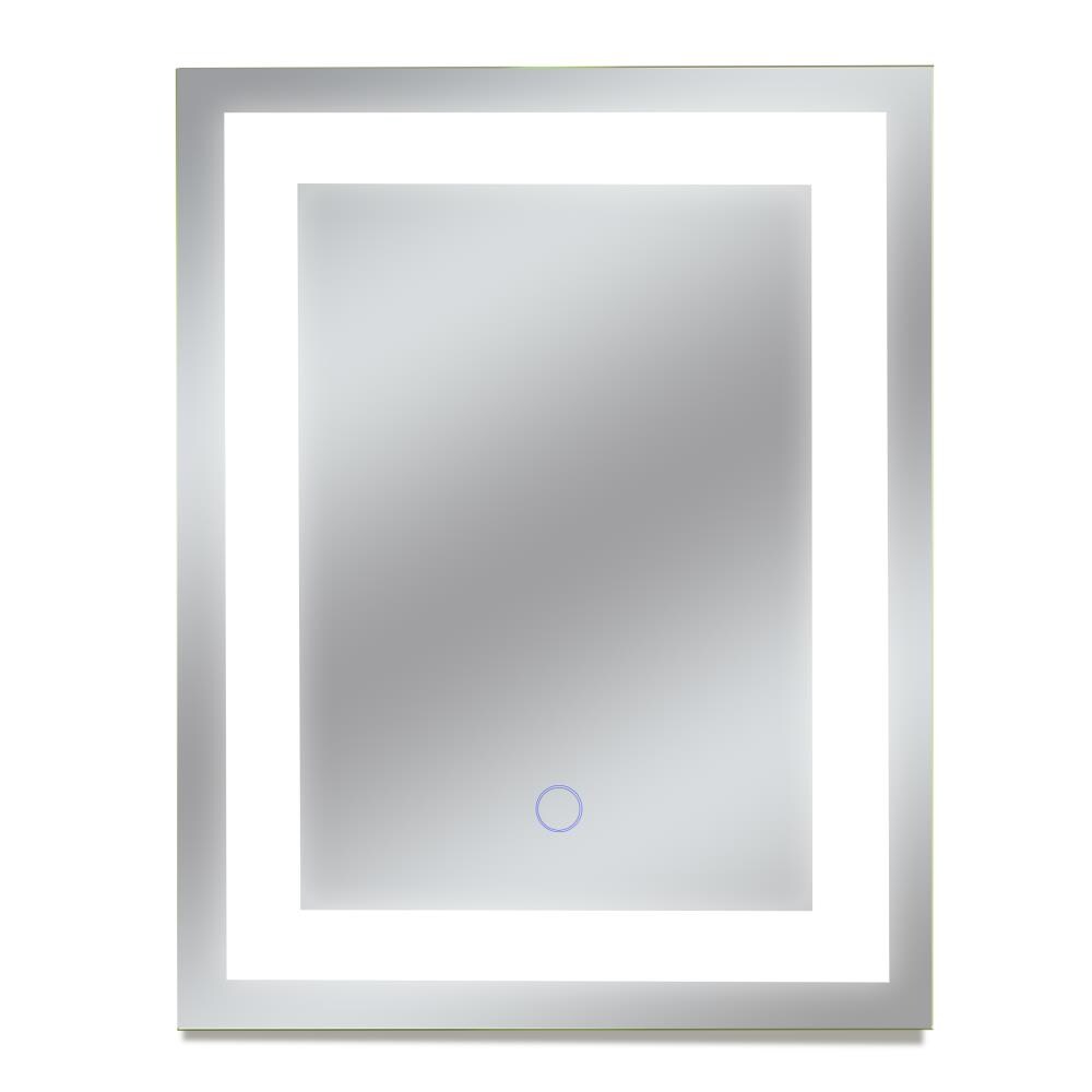 Dyconn Faucet Edison 12-in W x 16-in H LED Lighted Silver Rectangular Frameless Bathroom Vanity Mirror