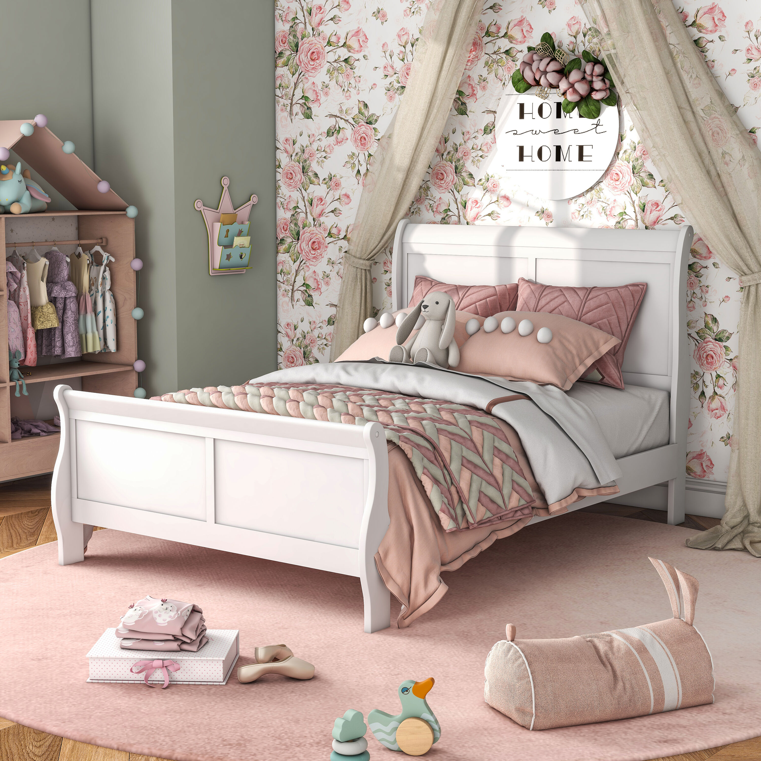 Furniture of America IDF-N7866WH-T Burkhart White Twin Wood Panel Bed