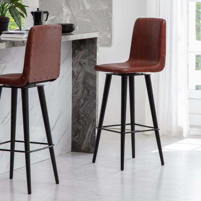 Madeleine Home Bar Stools Brown Waxi 44, Counter Height Leather Bar Stools With Backs