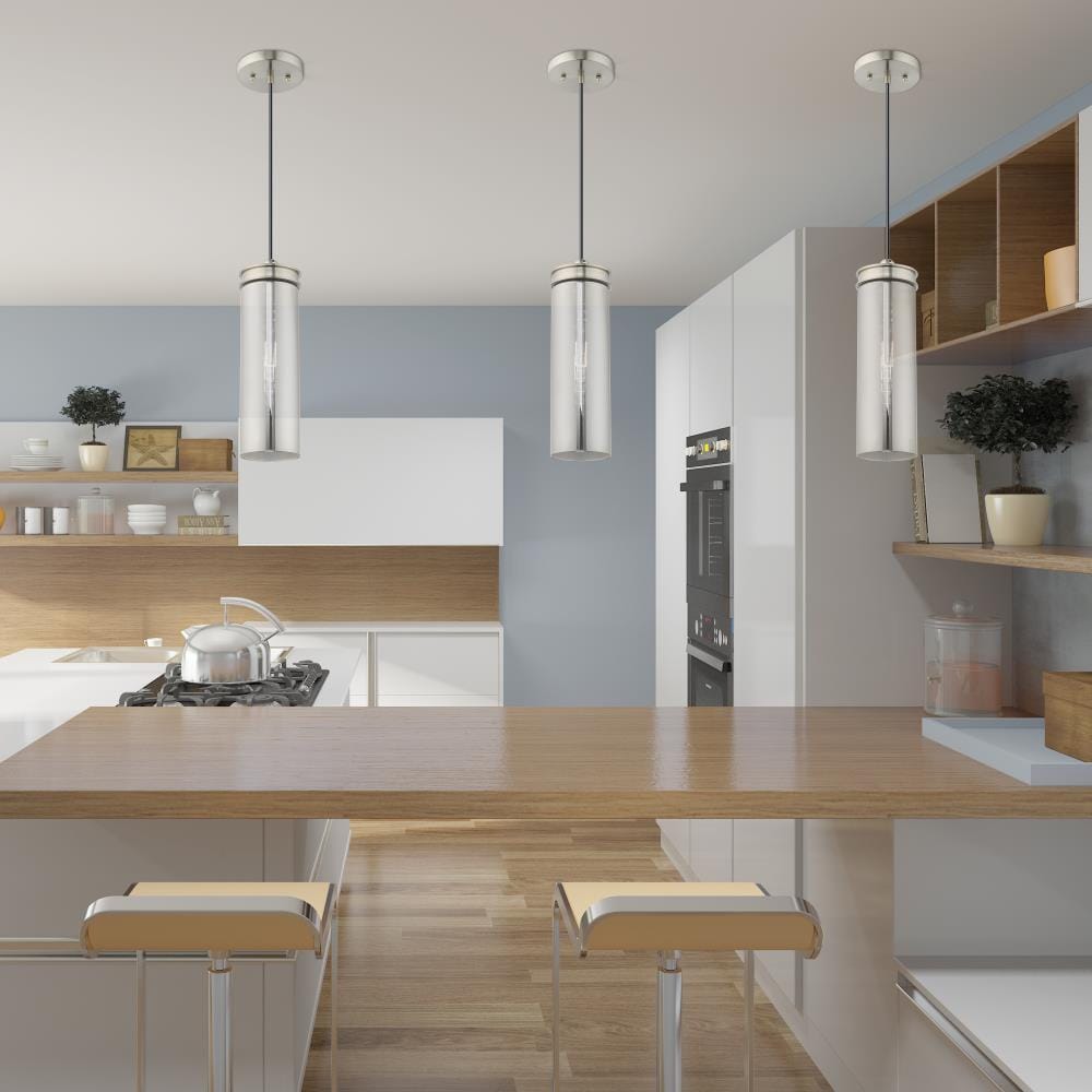 Sleek Smoke Glass Mini Pendant with Brushed Nickel Finish