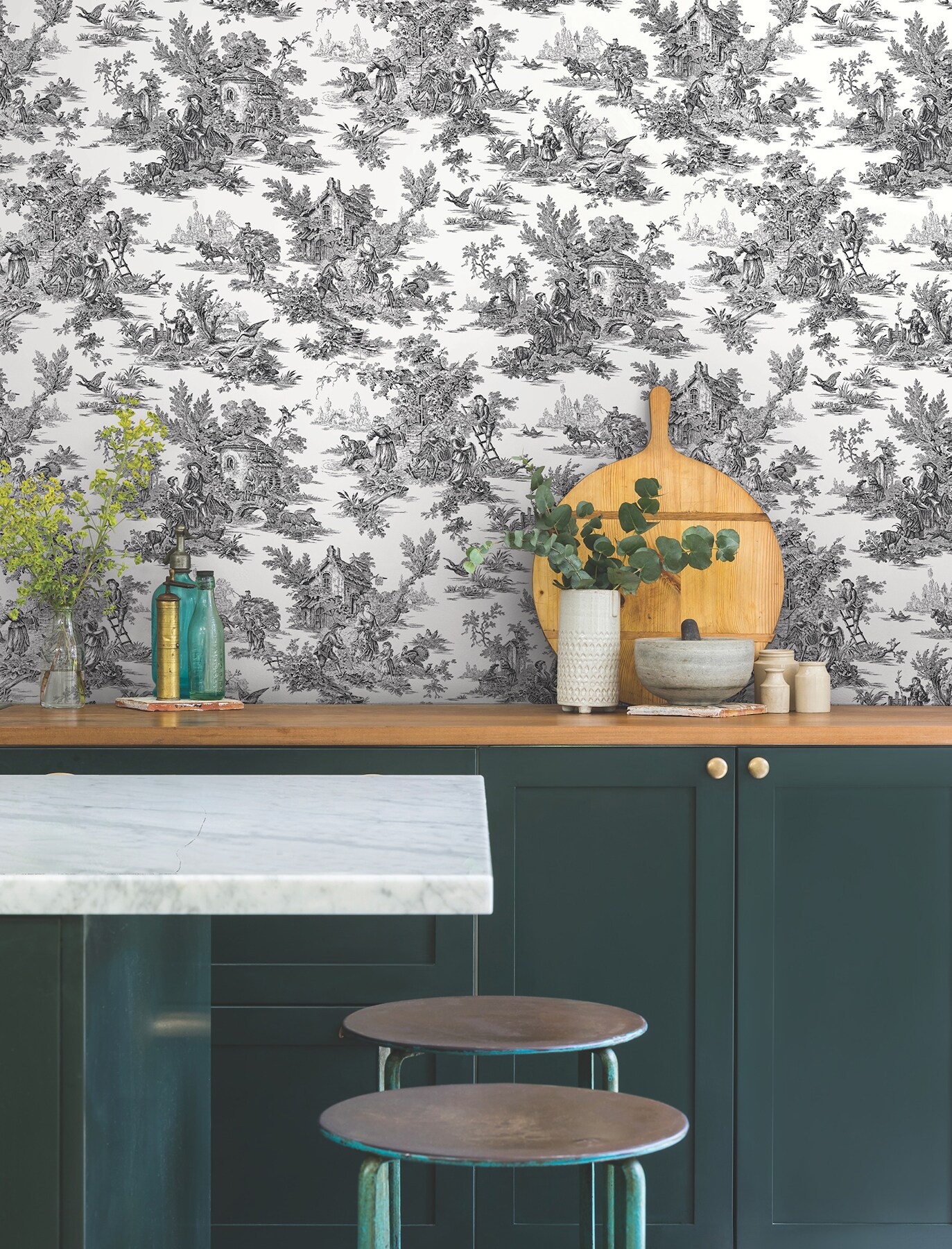 York Wallcoverings Ashford Toiles 56-sq ft White Paper Toile Prepasted ...