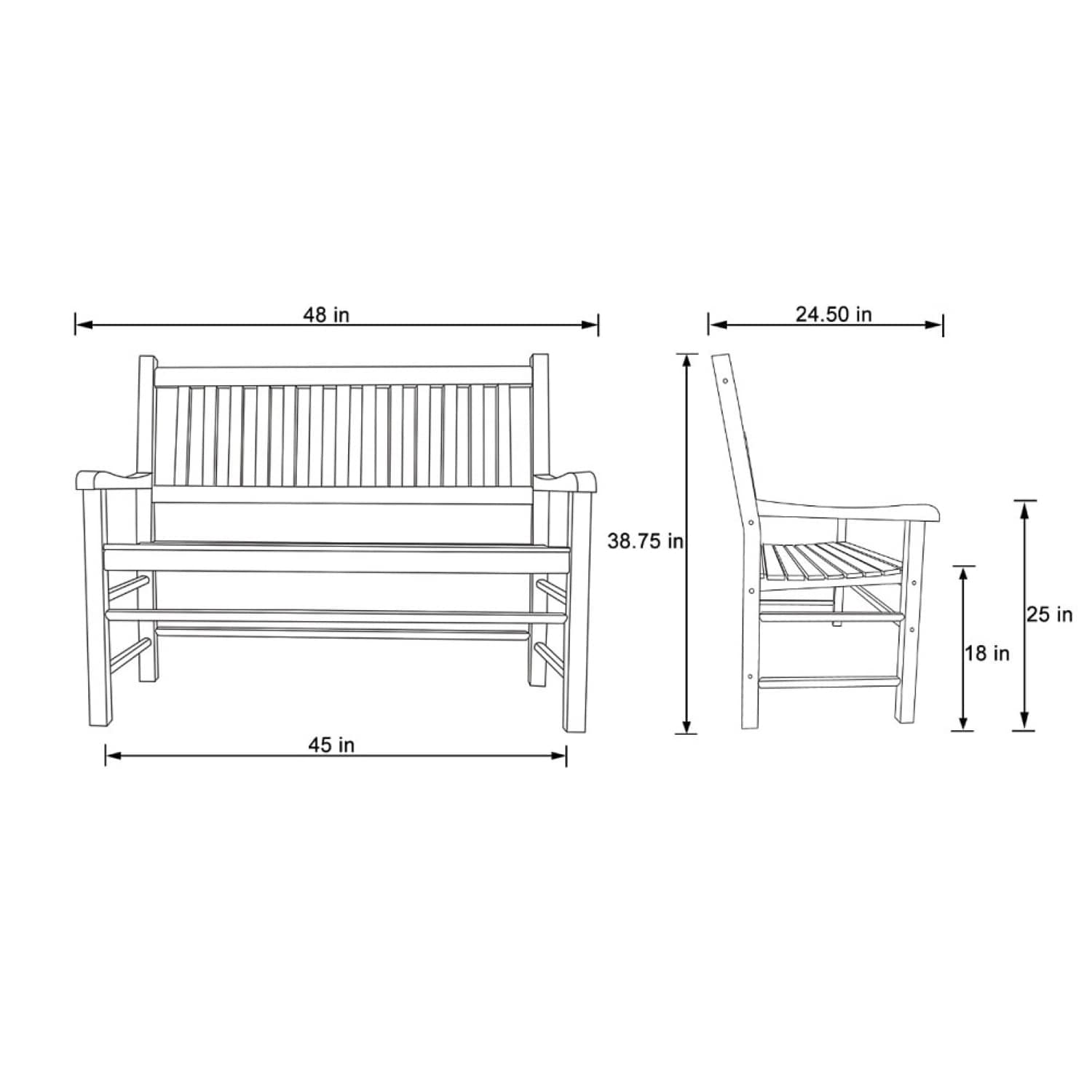 Shine Company 48-in W x 38.75-in H Black Garden Bench 4217BK at Lowes.com