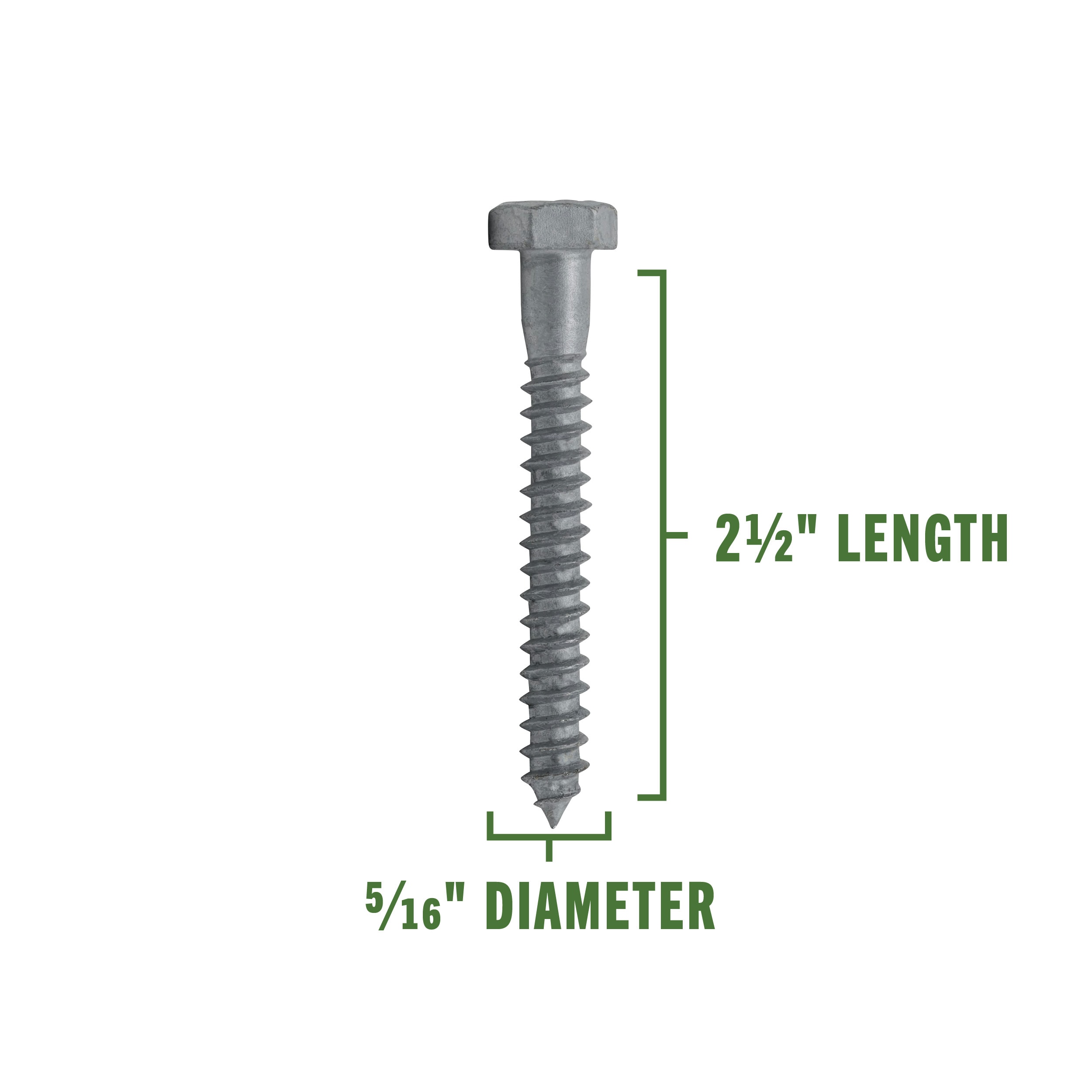 Hillman 5/16-in X 2-1/2-in Hot-Dipped Galvanized Hex-Head Exterior Lag ...