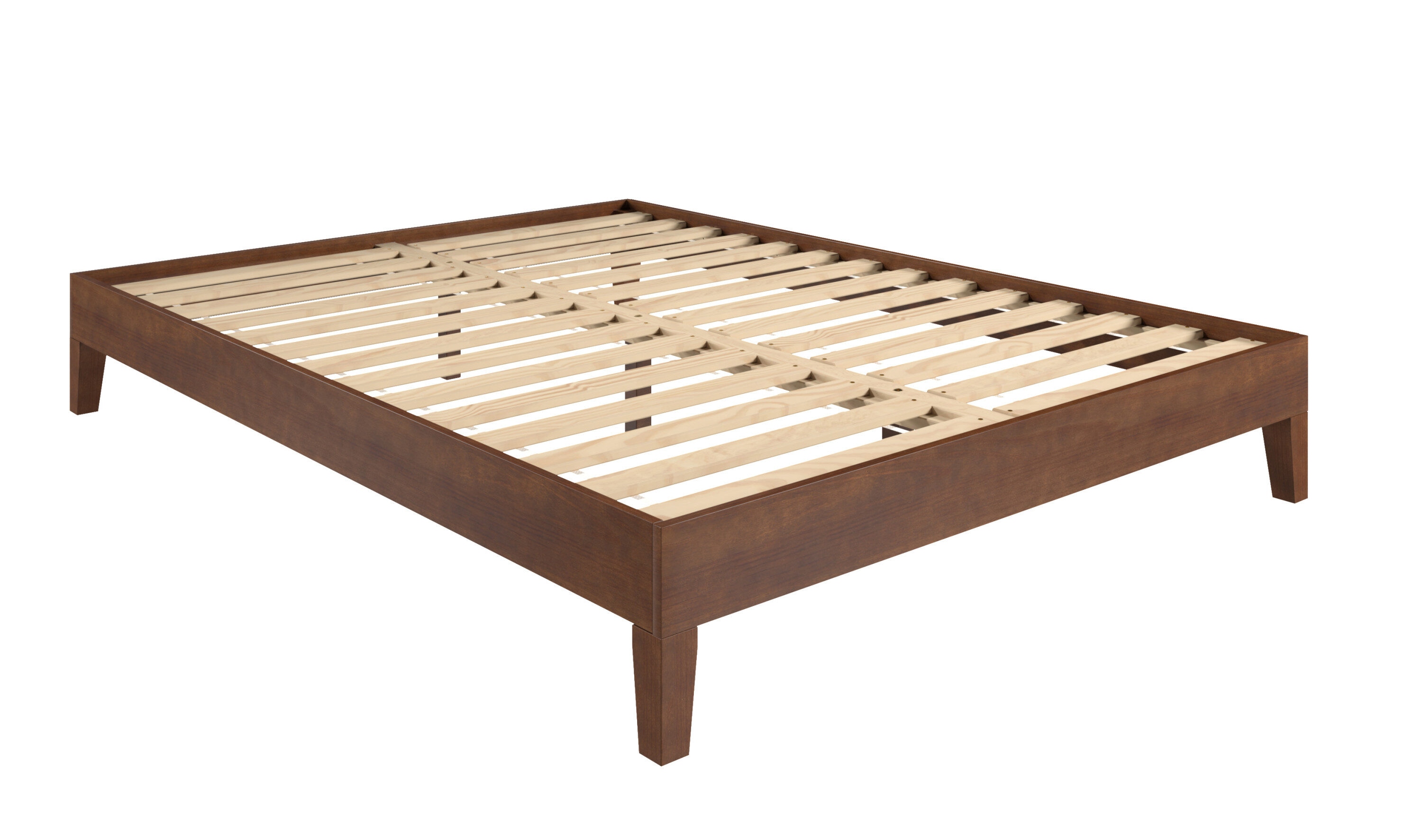 Natural Pine Queen Platform Bed with Slats and Drawer