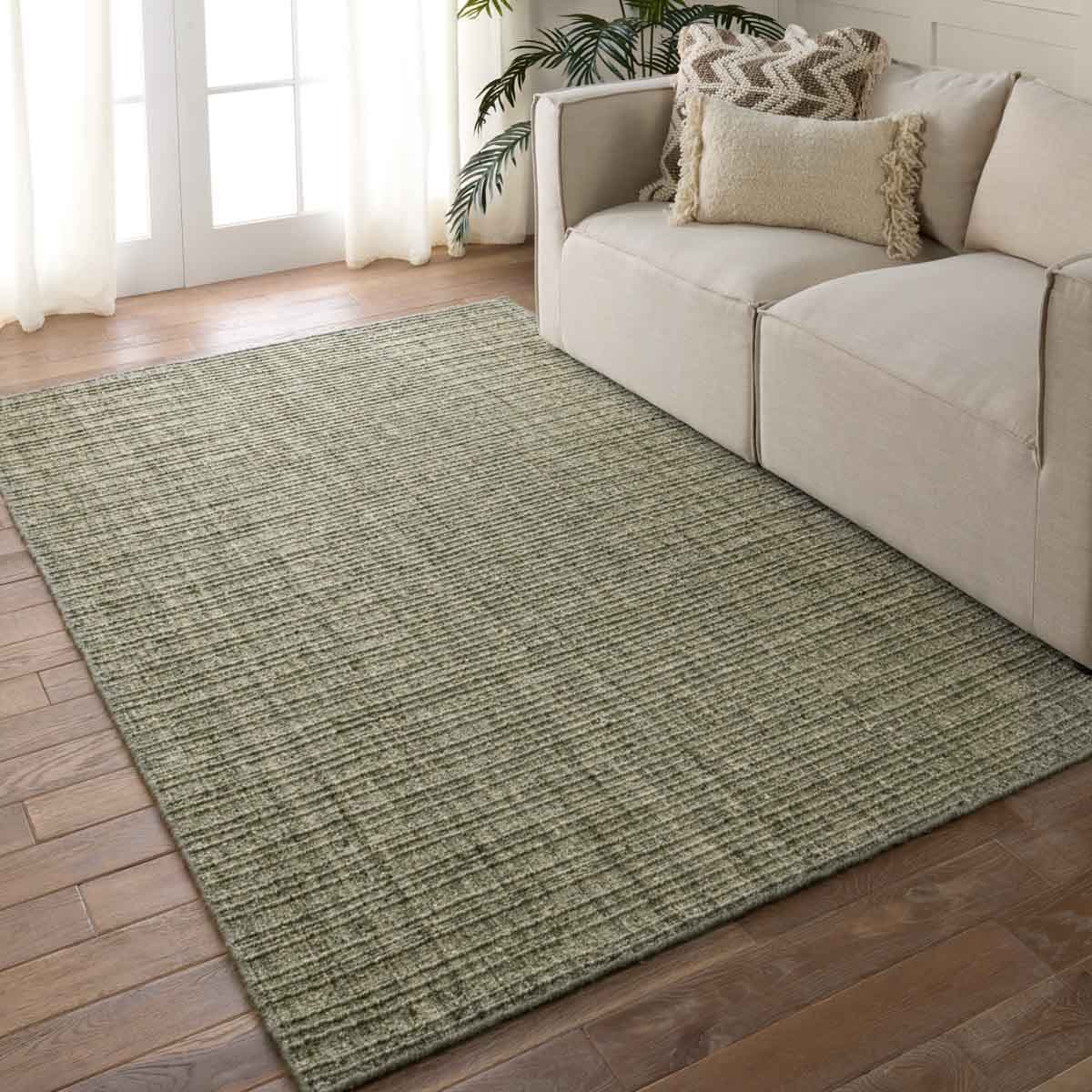 Jaipur Living BRG155795 9 x 12 (ft) Wool Green Rectangular Indoor Solid Area rug