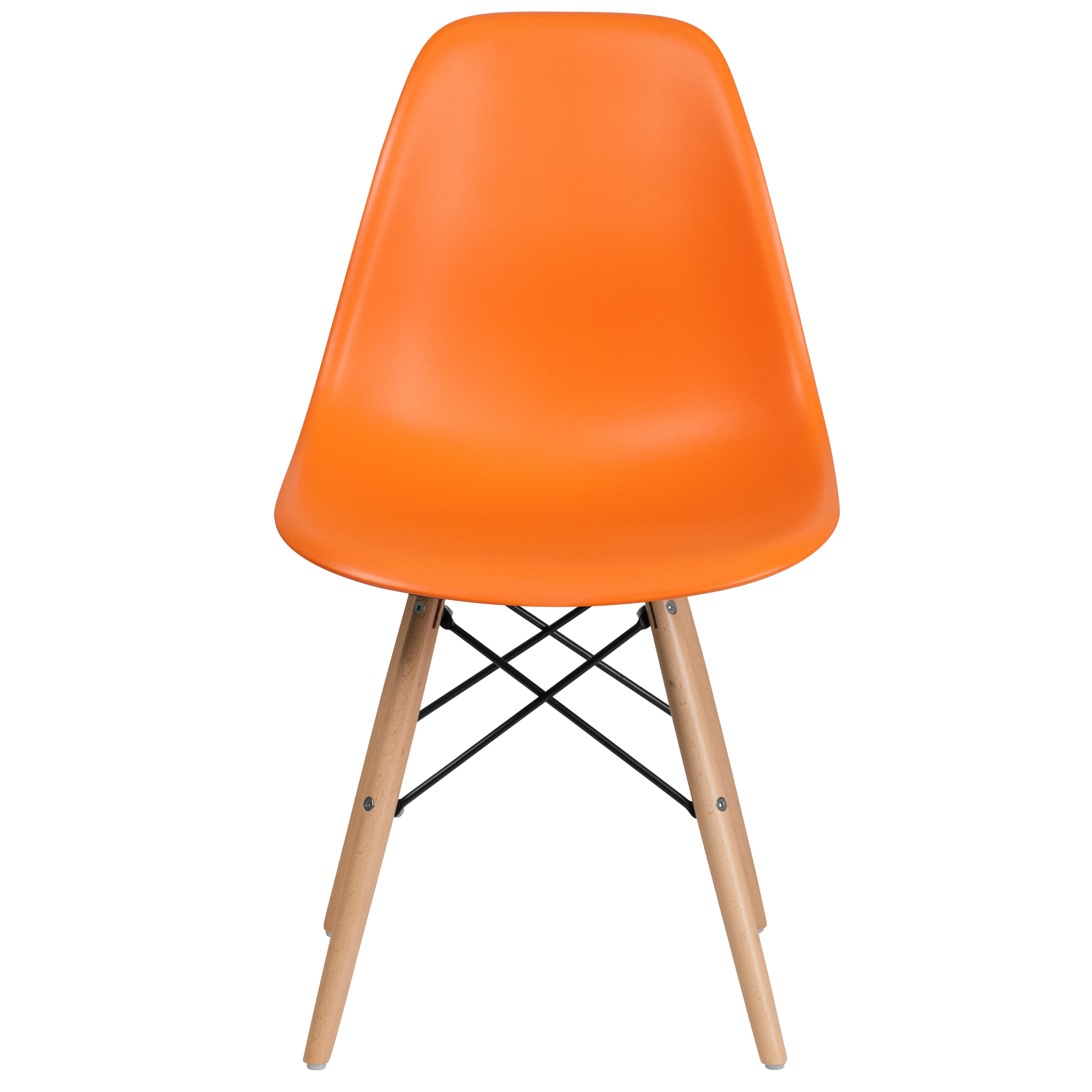 Mid-Century Modern Orange Plastic Side Chair with Wooden Legs