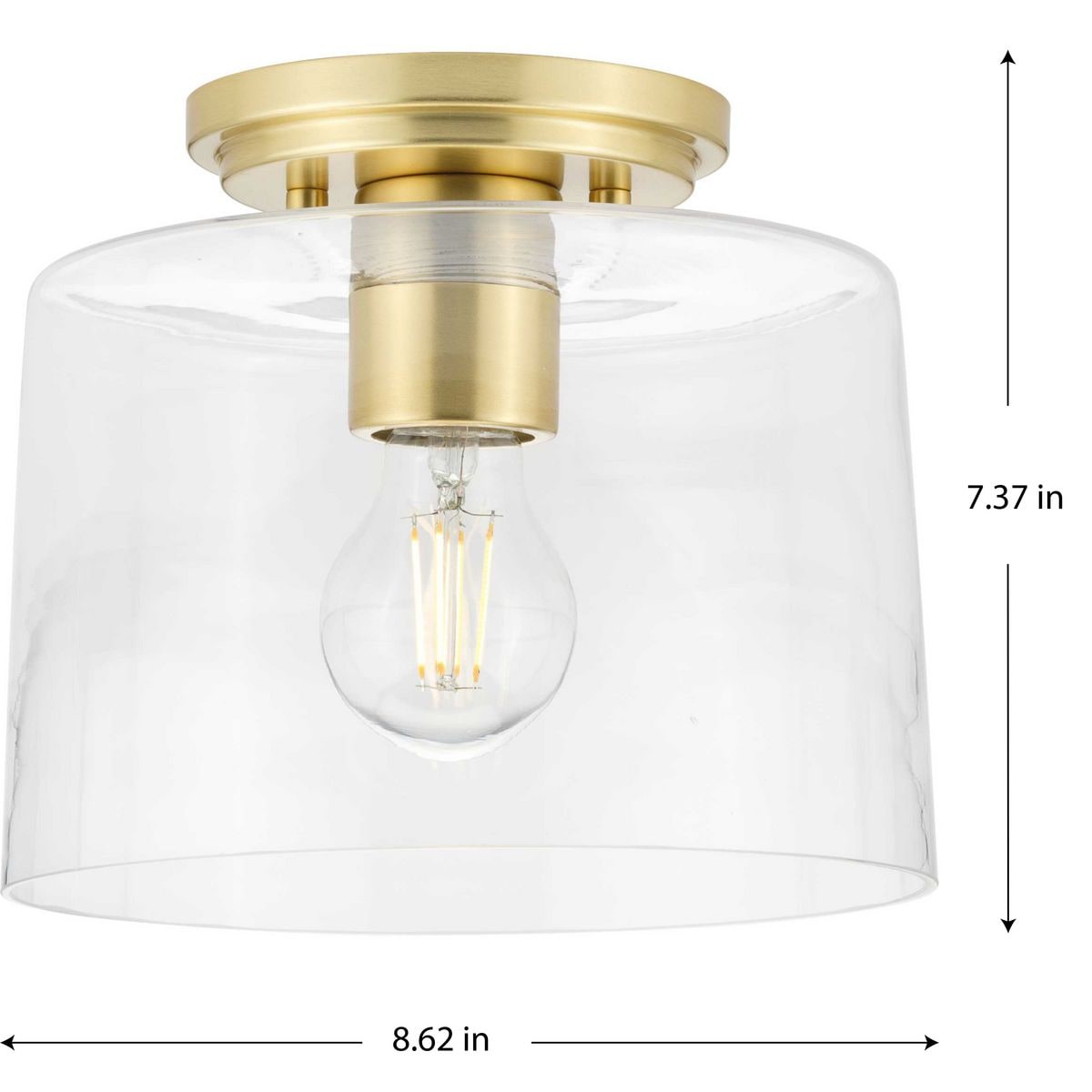 Adley Satin Brass Flush Mount with Clear Glass Shade